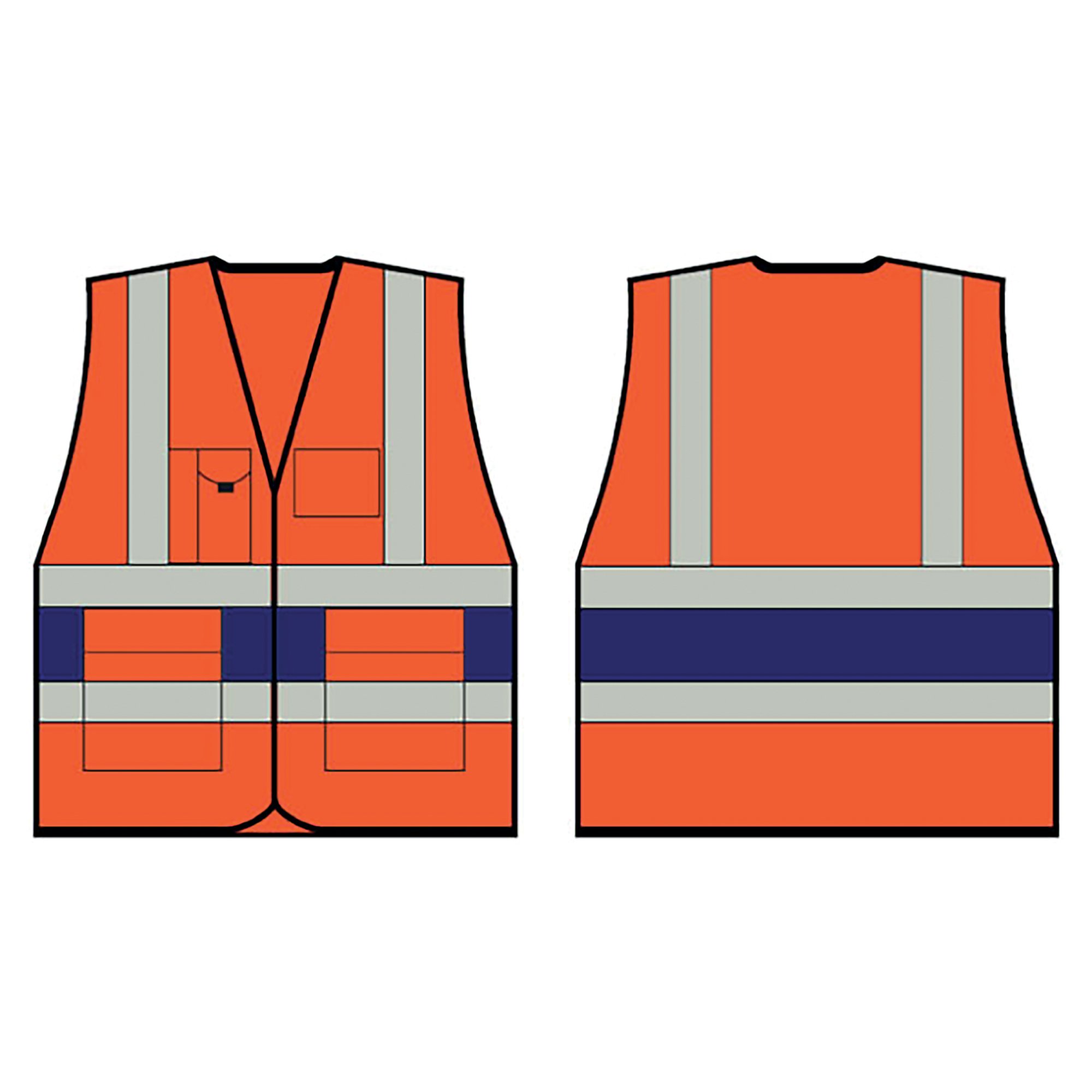 HI VIS EXEC VEST ORG/NBLUE BAND 2XL