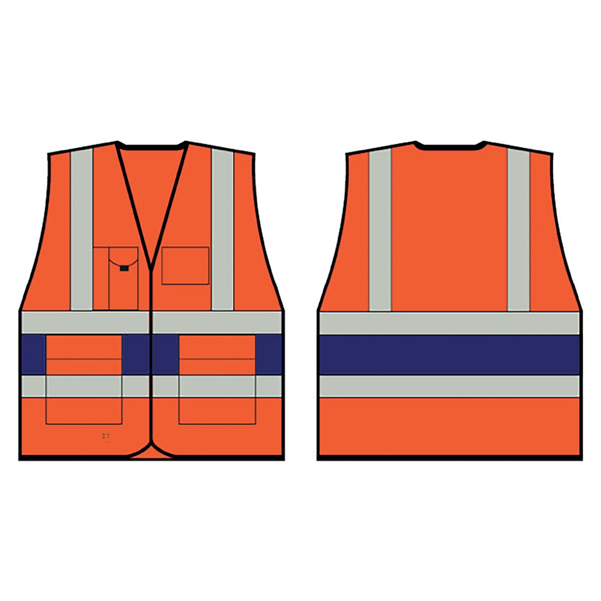HI VIS EXEC VEST ORG/NBLUE BAND S
