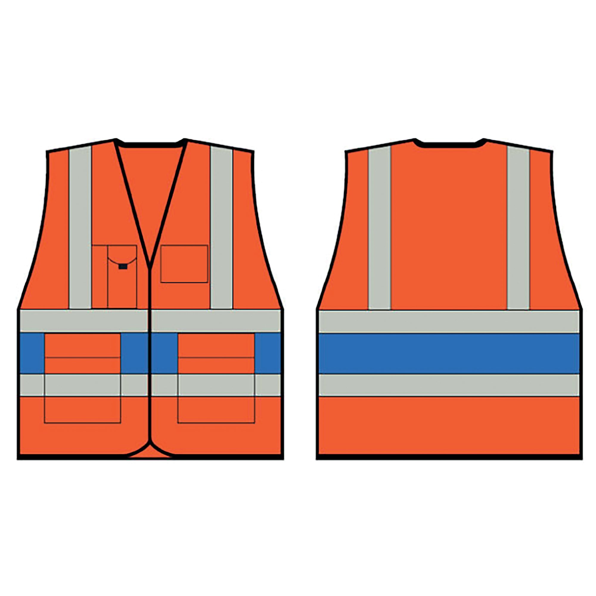 HI VIS EXEC VEST ORG/RBLUE BAND 3XL