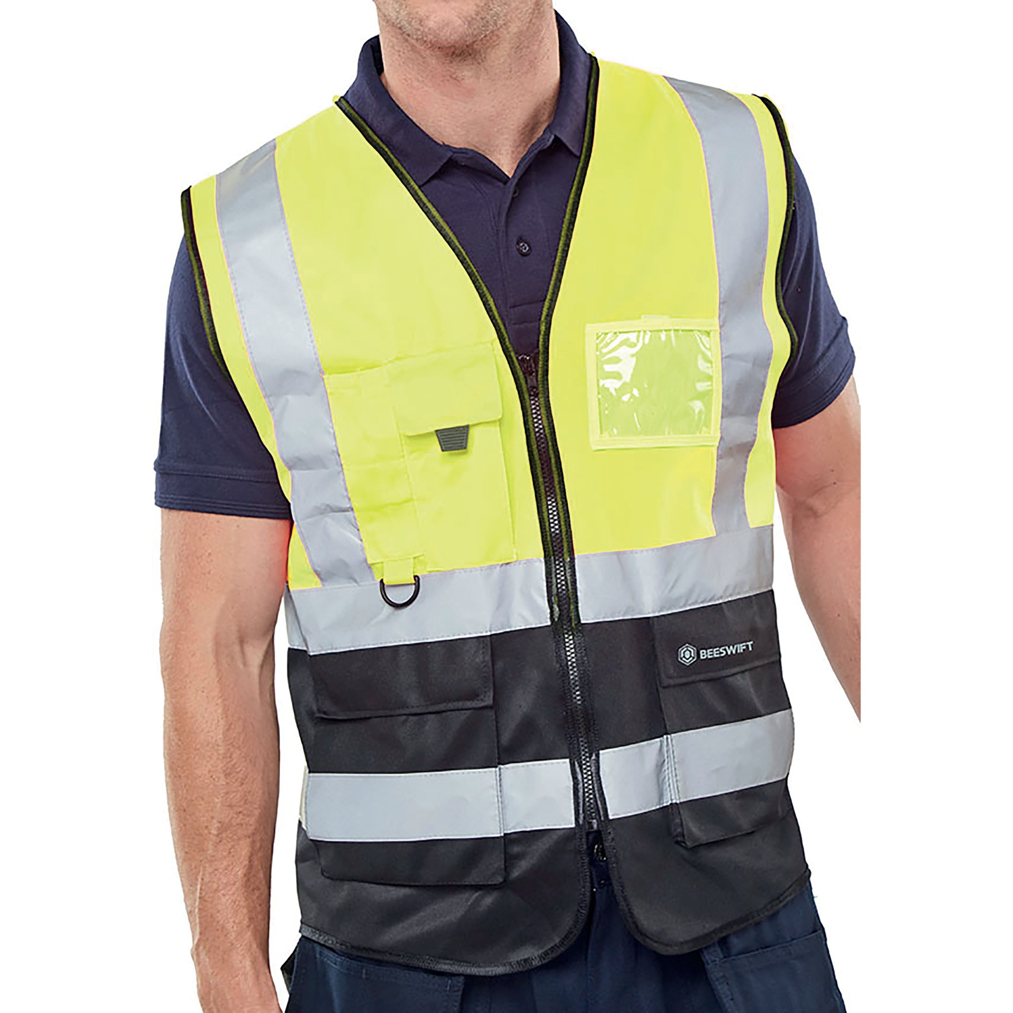 HI VIS EXEC WAISTCOAT SYLW/BLK XS