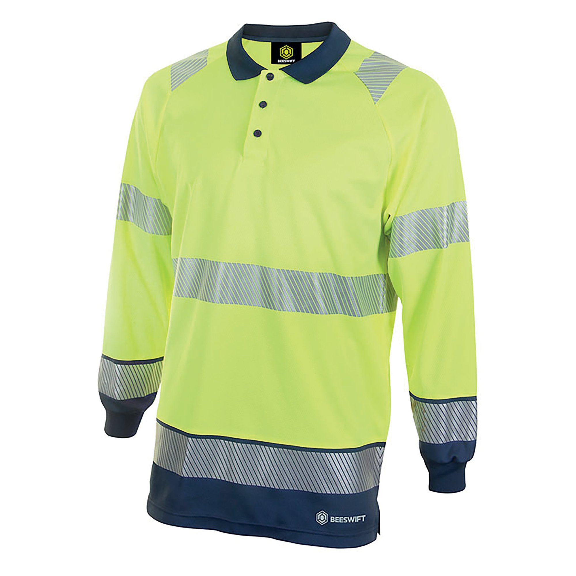 HI VIS 2TONE L/S POLO SYLW/NBLU XL
