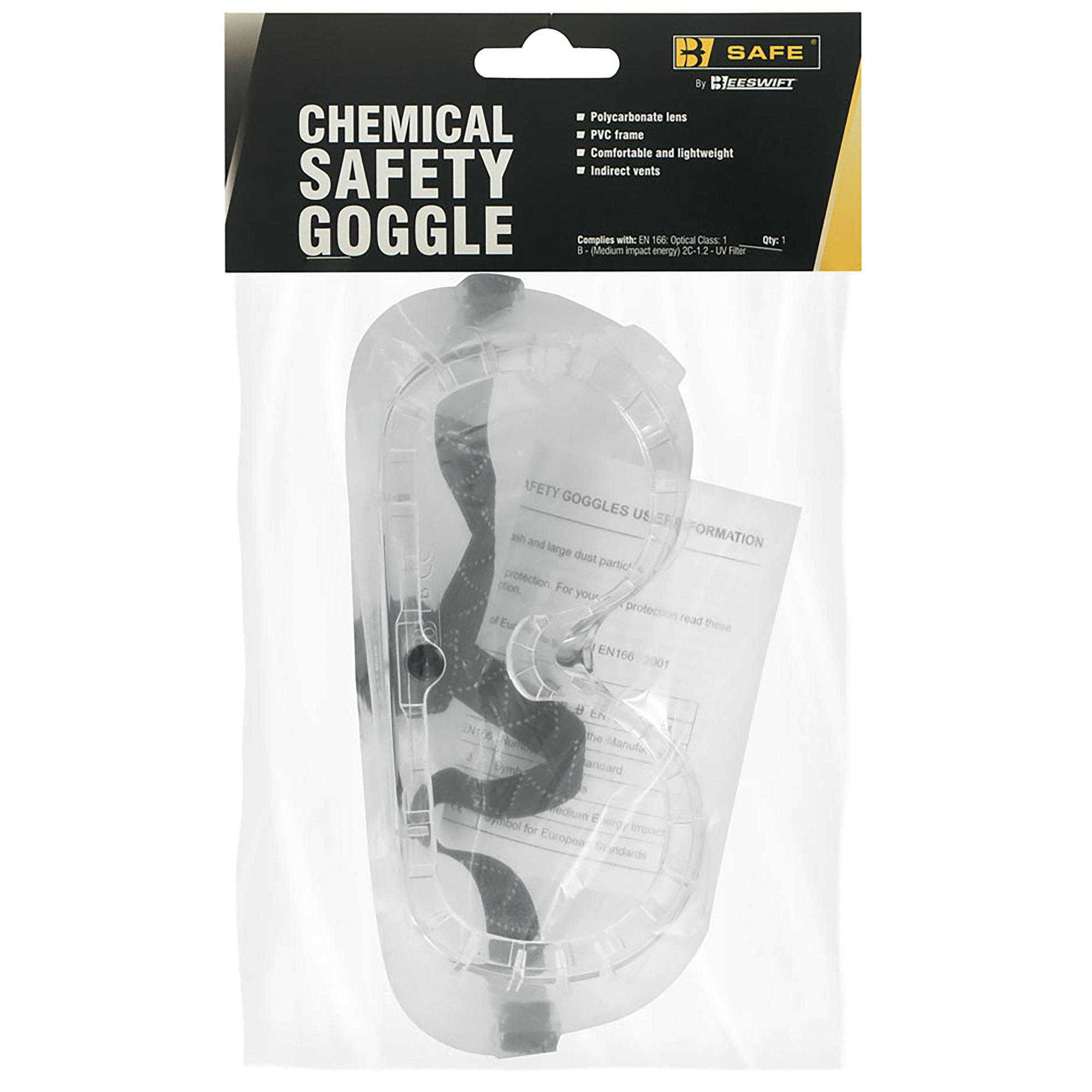 B-BRAND CHEMICAL SAF GOGGLES CLEAR