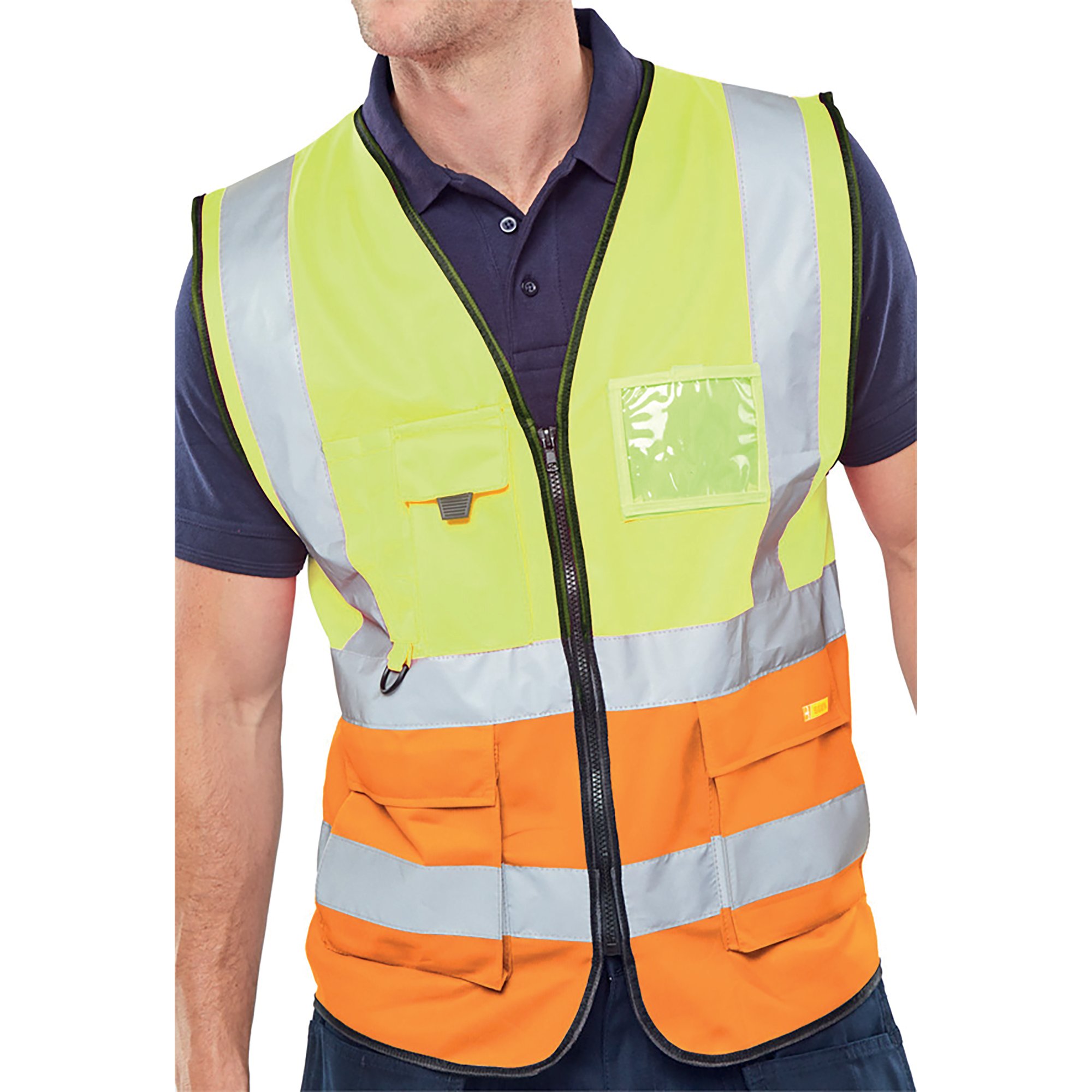 HI VIS EXEC WAISTCOAT SYLW/ORG XL