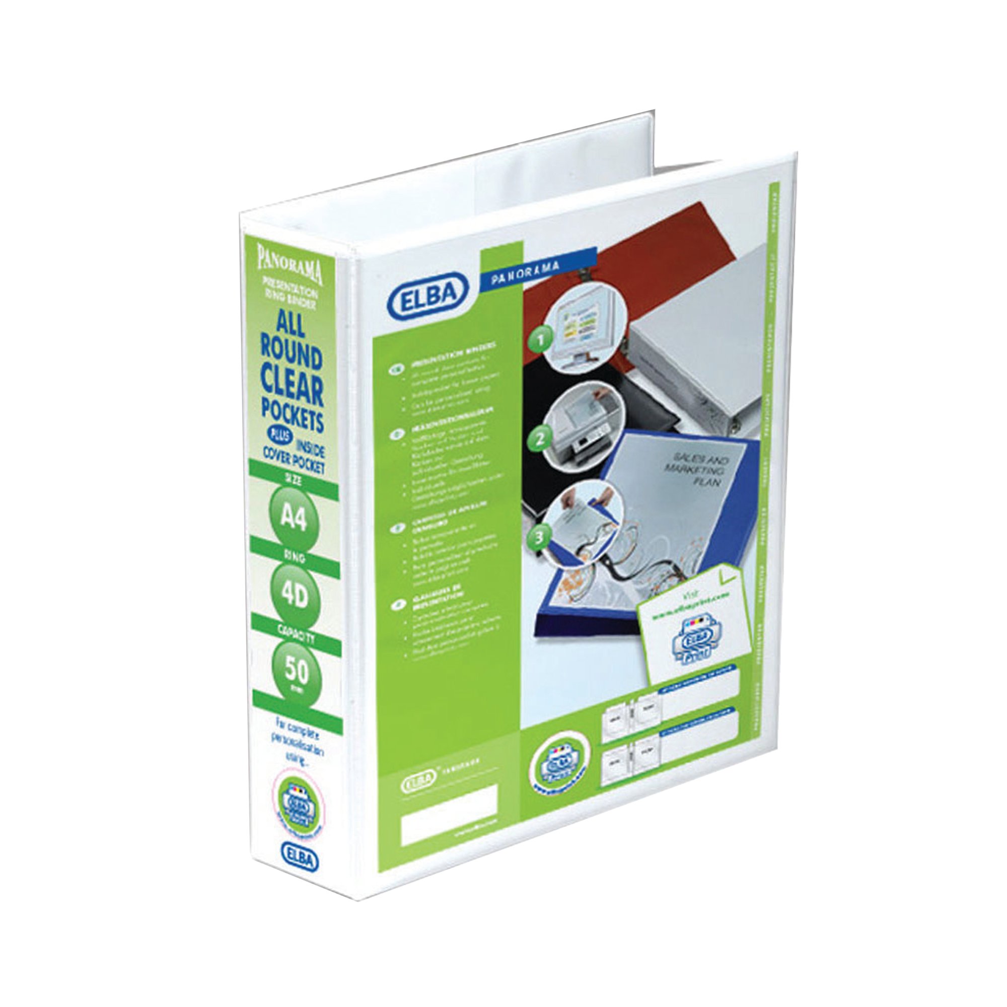 ELBA PRES RBNDR 4D 50MM A4 WHT PK10