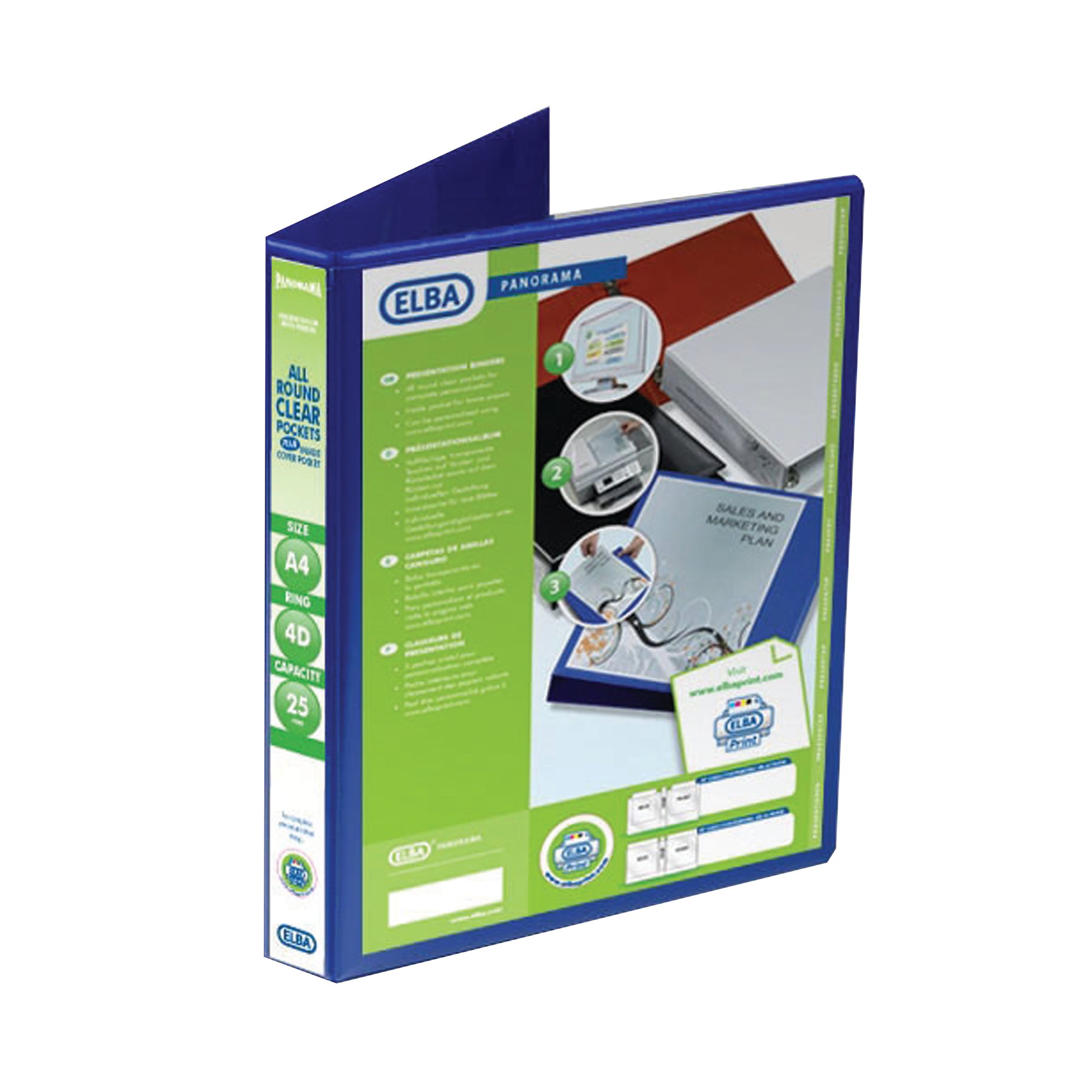 ELBA PRES RBNDR 4D 25MM A4 BLU PK6