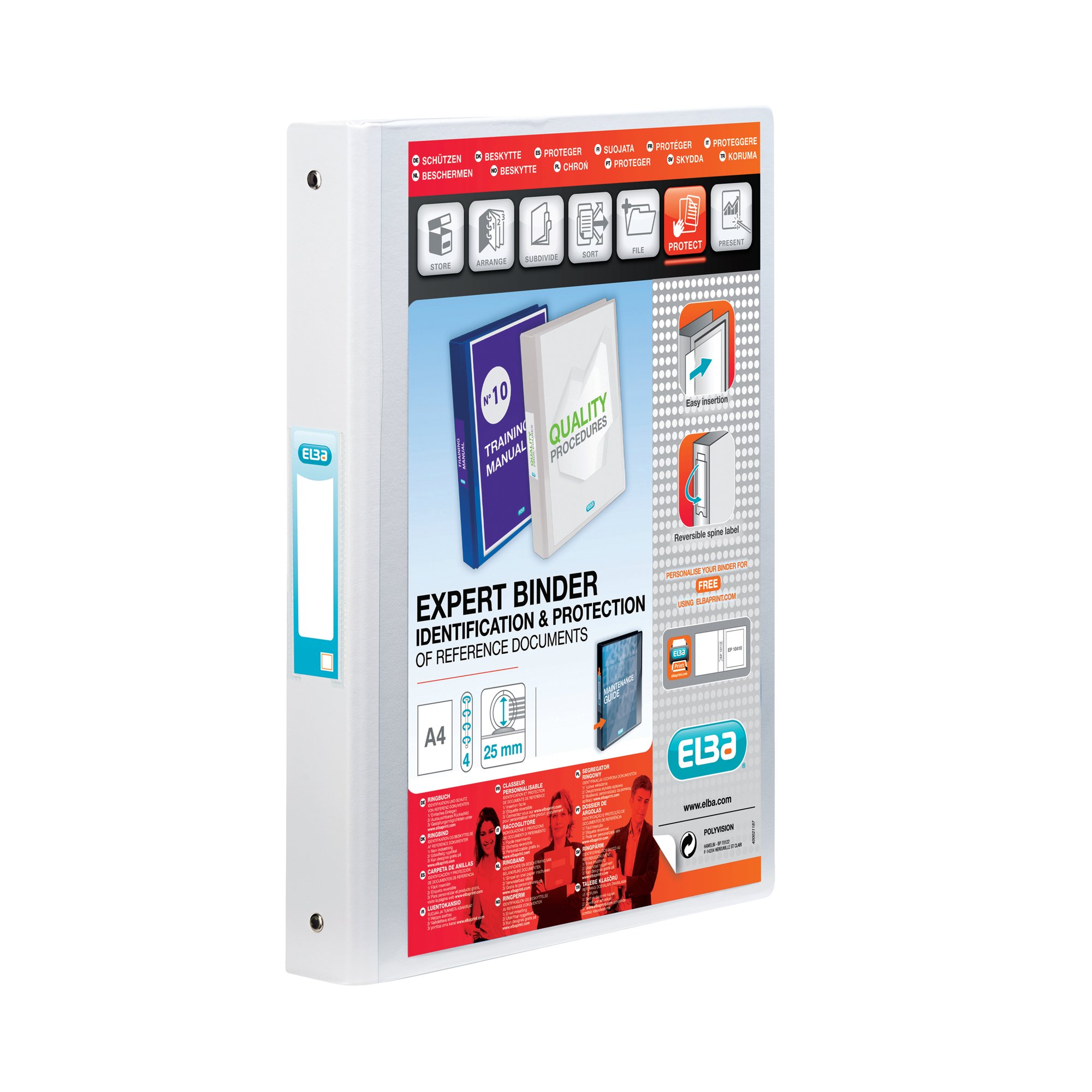 ELBA VISION 4-RING BINDER PP A4 WHT