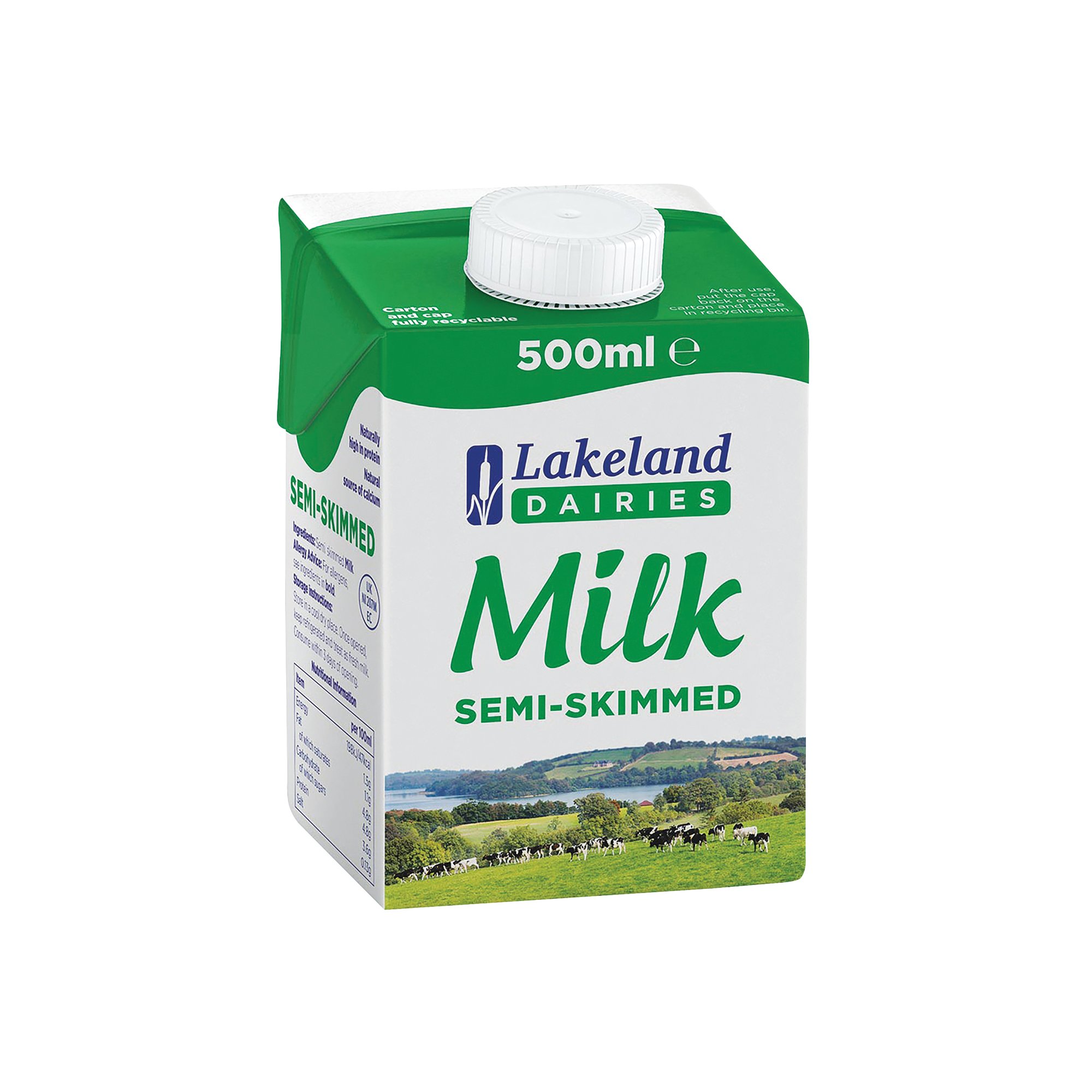 LAKELAND SEMI-SKIM MILK 500ML PK12