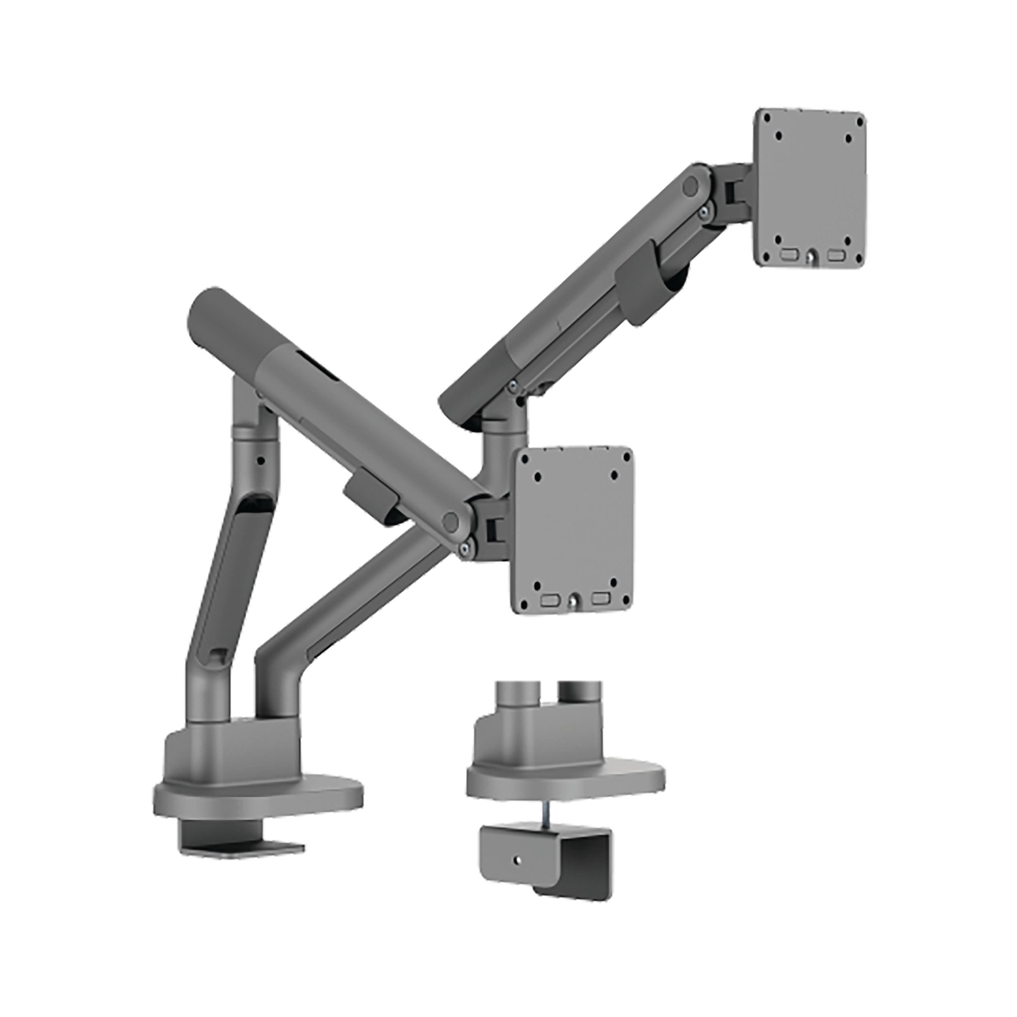DUAL DESK MOUNTED MONITOR ARM GREY