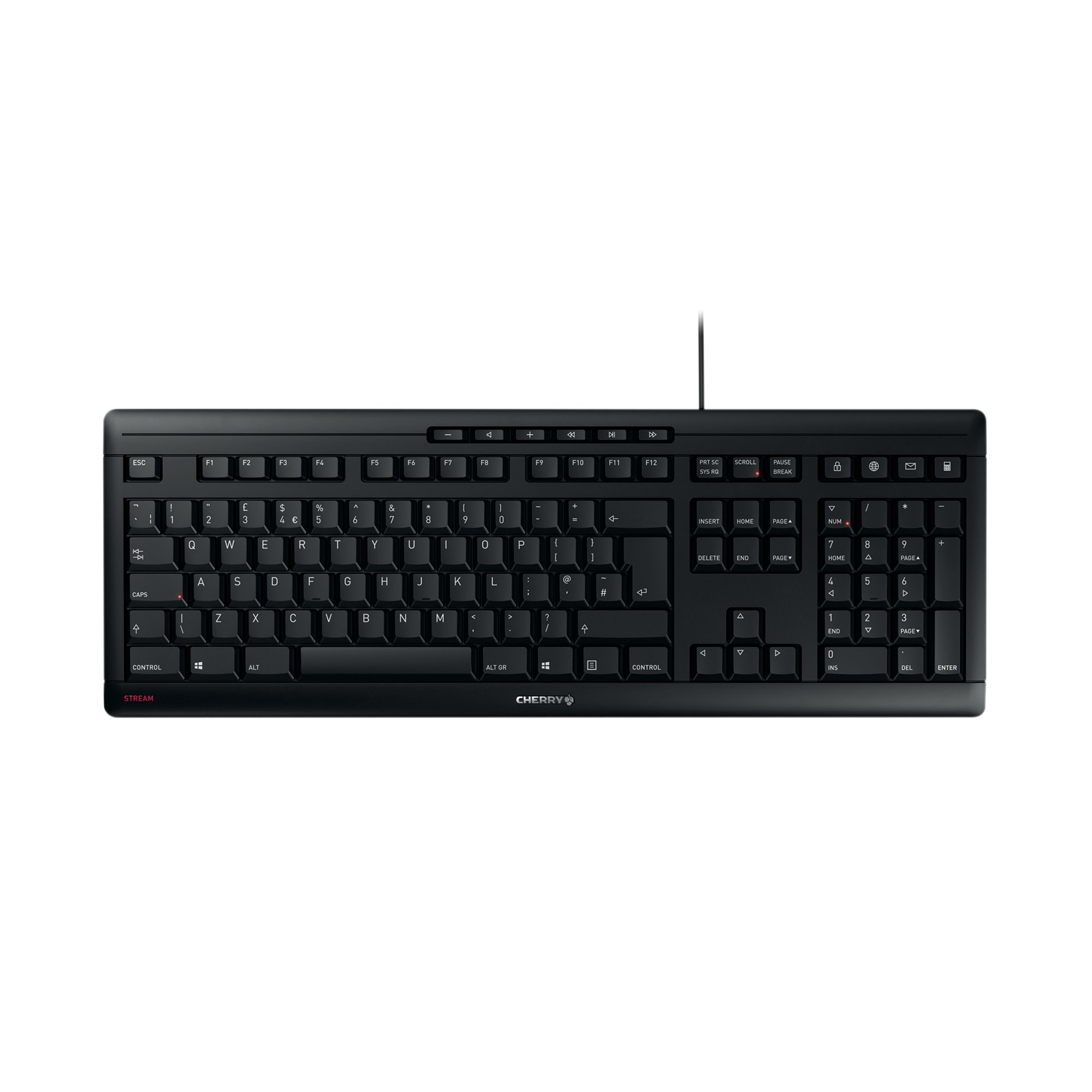 CHERRY STREAM KEYBOARD CORDED BLACK