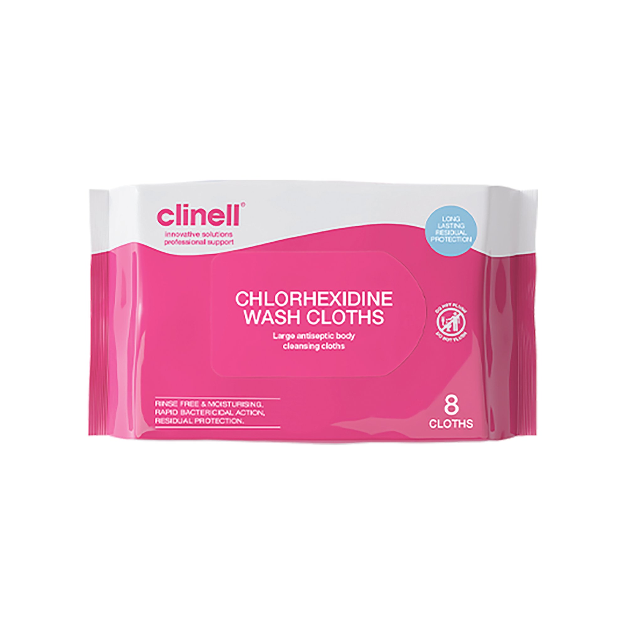 CLINELL CHLORHEXIDINE WASH CLOTHS P8