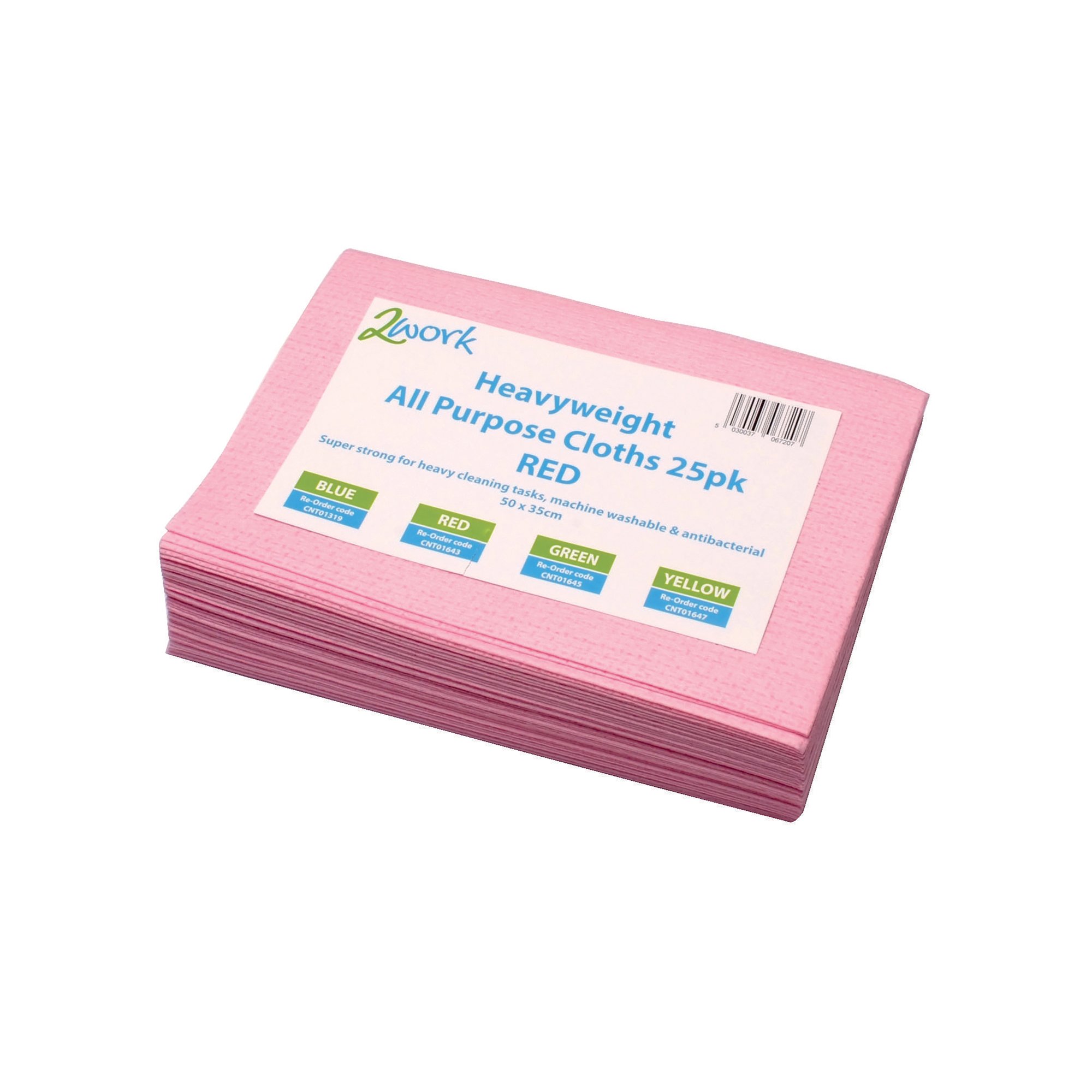 2WORK HEAVYWEIGHT CLOTHS RED PK25