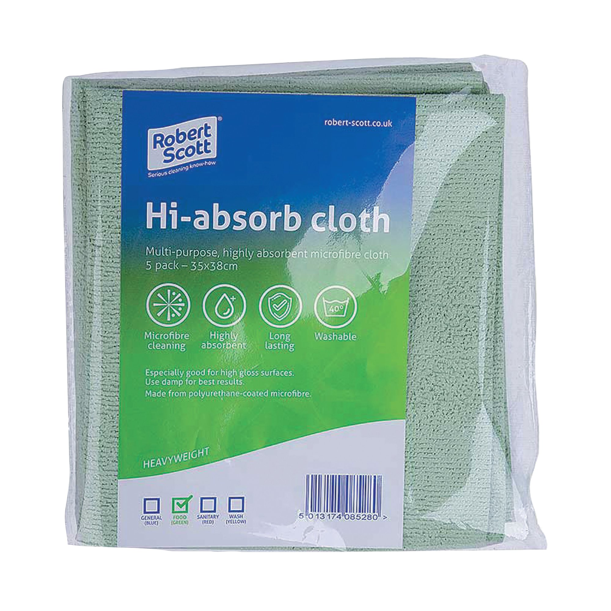 ROBERT SCOTT HIABSORB CLOTH GRN PK5