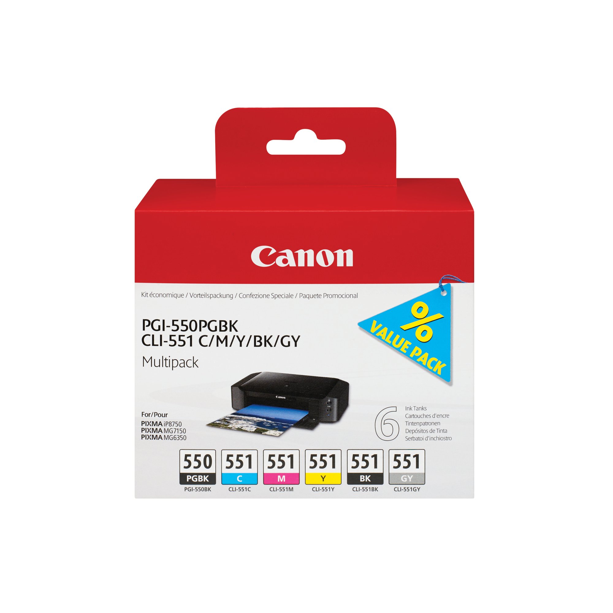 CANON PGI-550/CLI-551 PBK/C/M/Y/BK/G