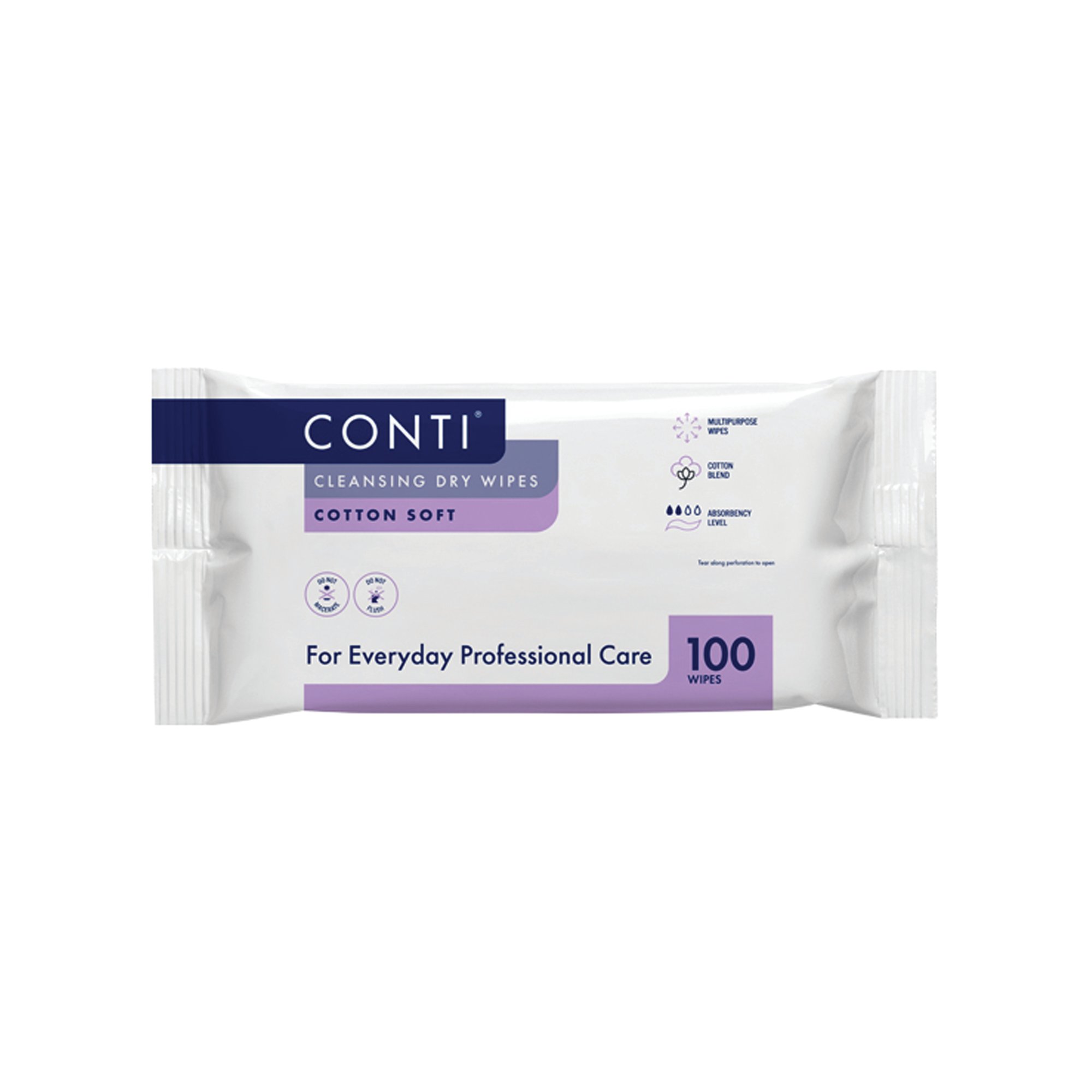 CONTI DRY WIPES COT SOFT L X100 PK20