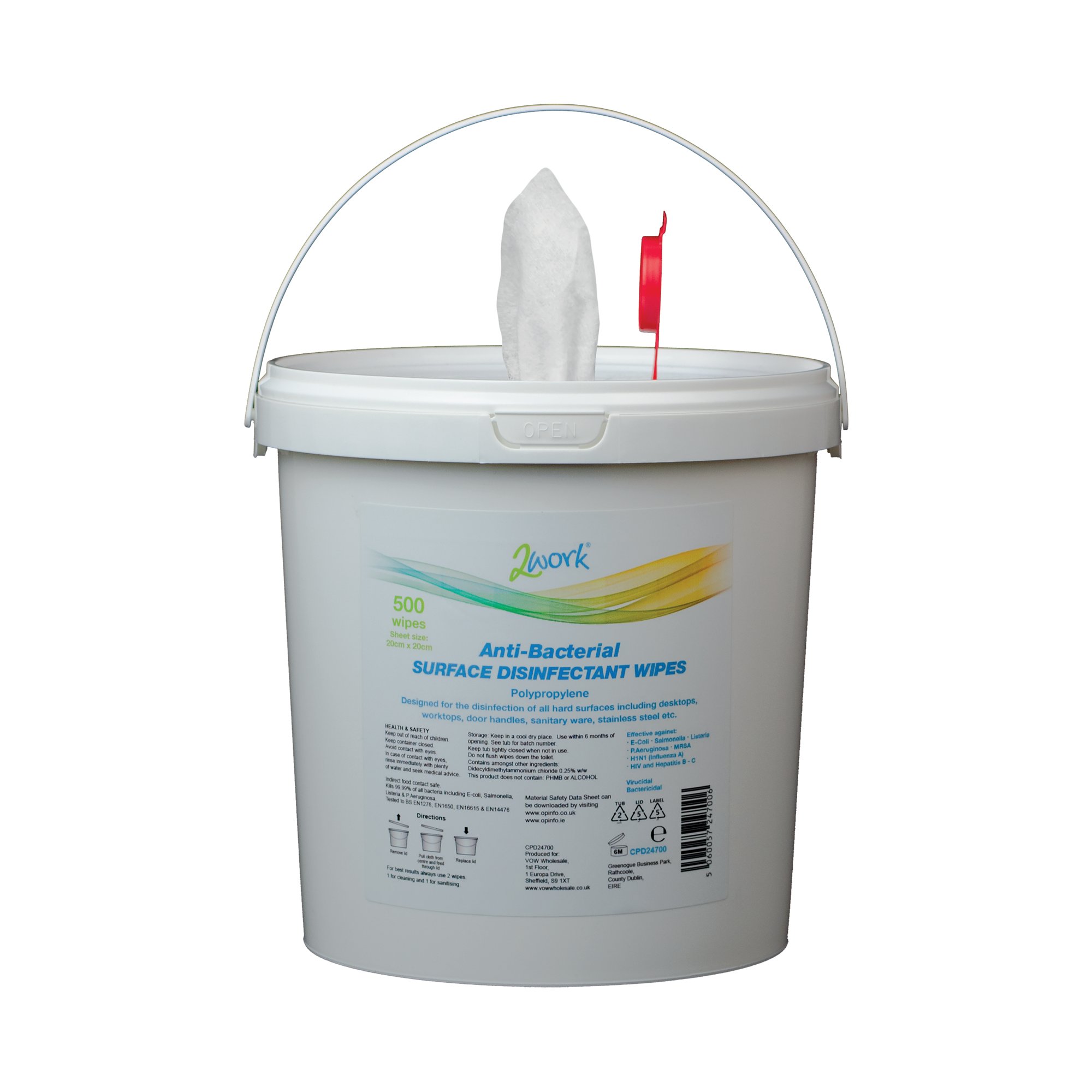 2WORK DISINFECTANT WIPES PK500