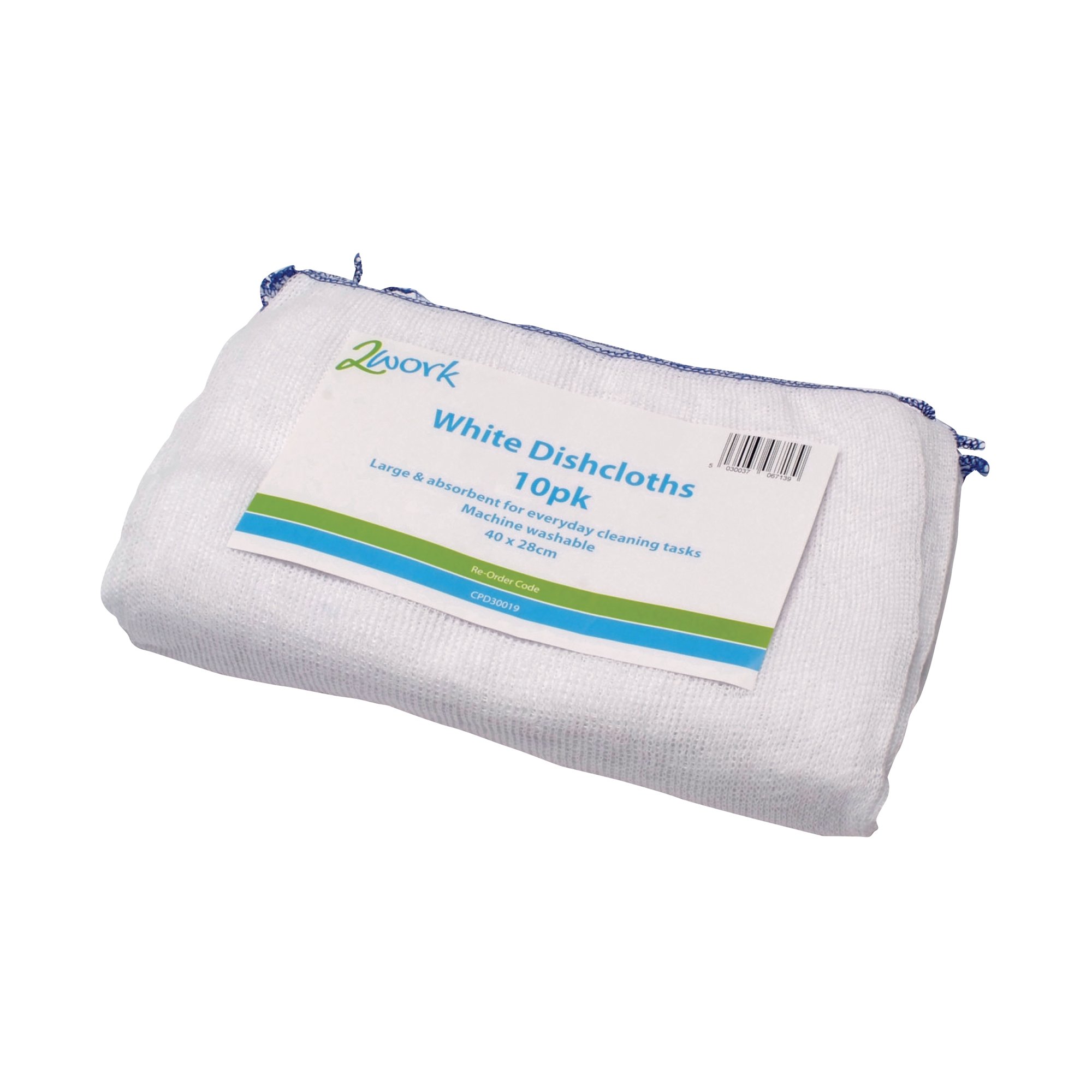 2WORK DISHCLOTHS 400X280MM WHT PK10