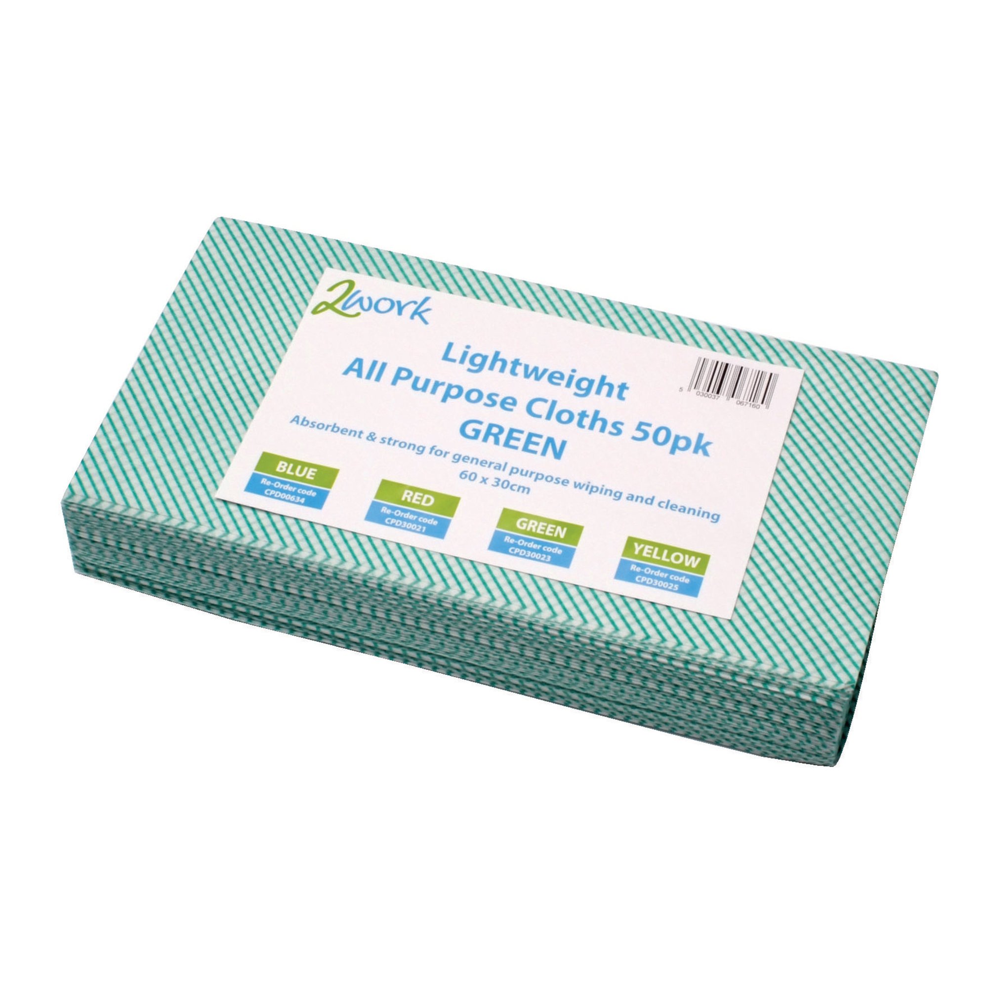 2WORK LWT ALL PUP CLOTH GREEN PK50