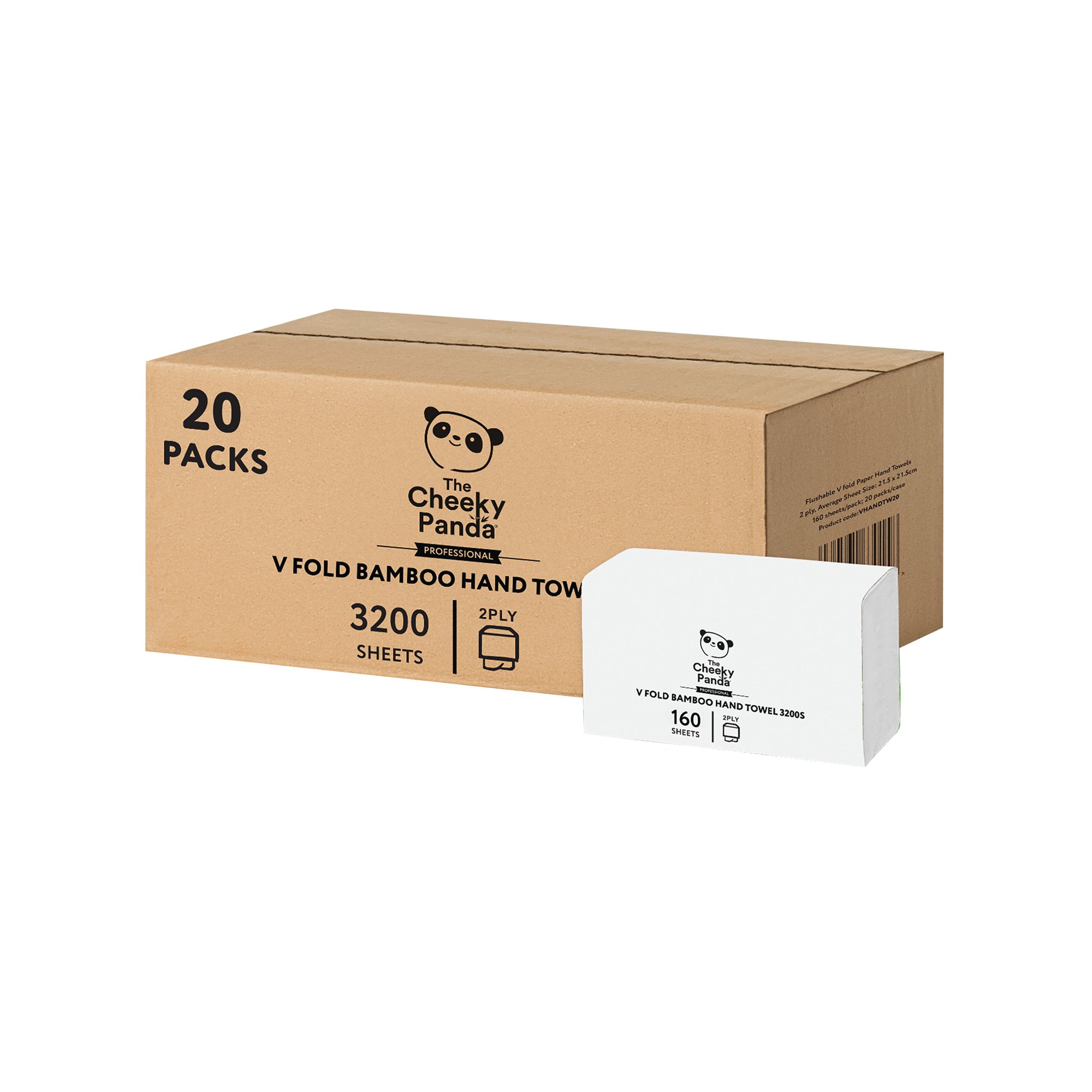 2-PLY V-FOLD HAND TOWEL WHITE PK20