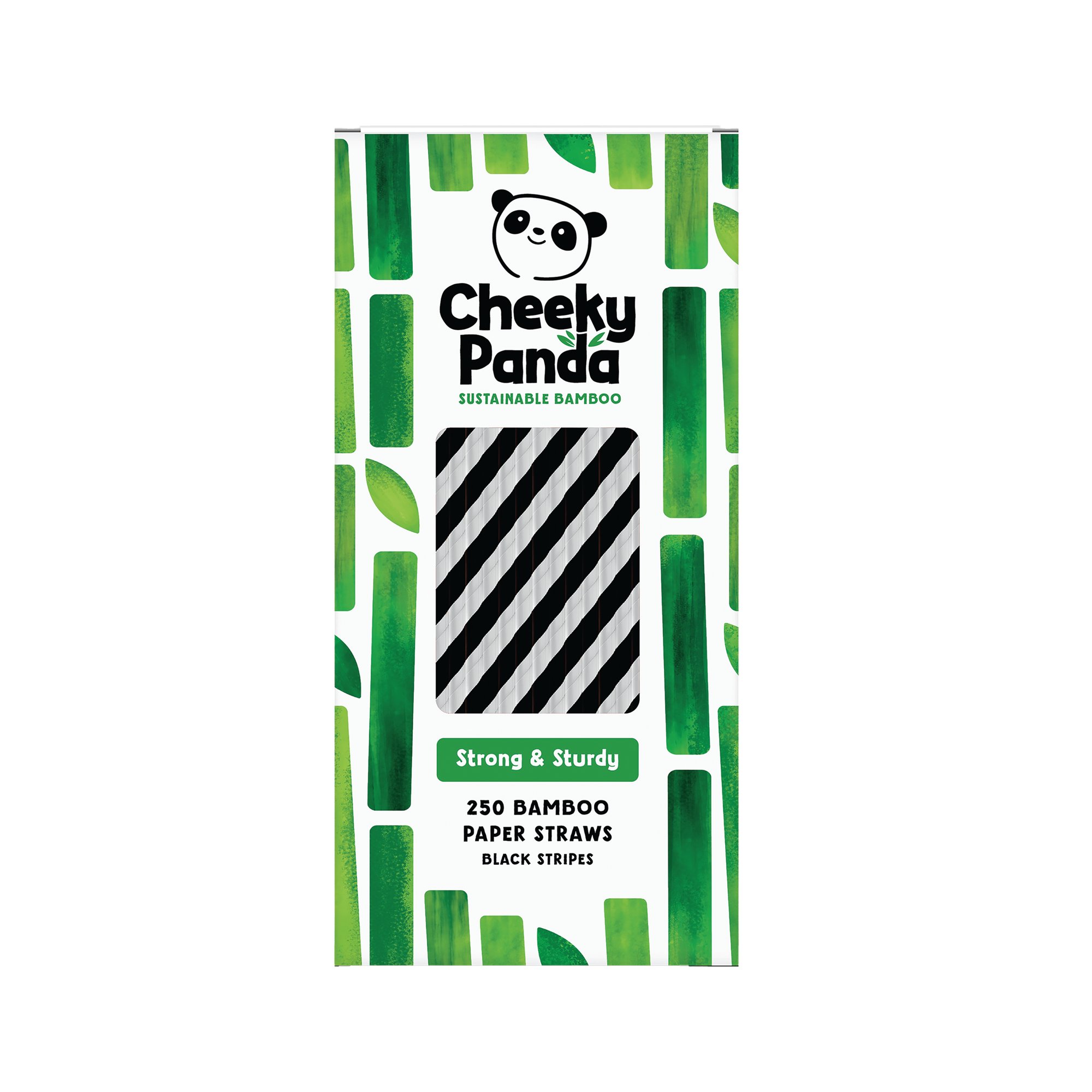 BAMBOO PAPER STRAW BLK STRIPES PK250