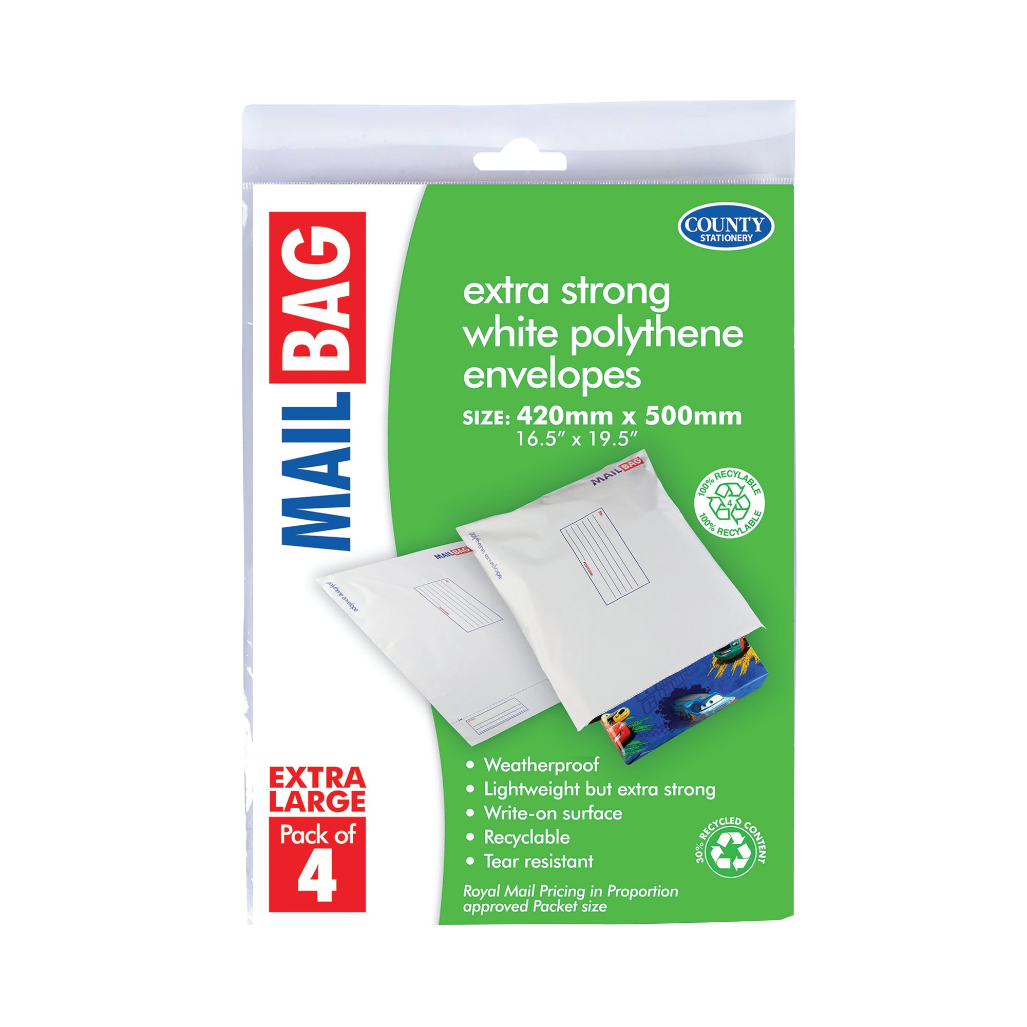 MAIL BAG POLT ENV X4 WHITE XL PK10