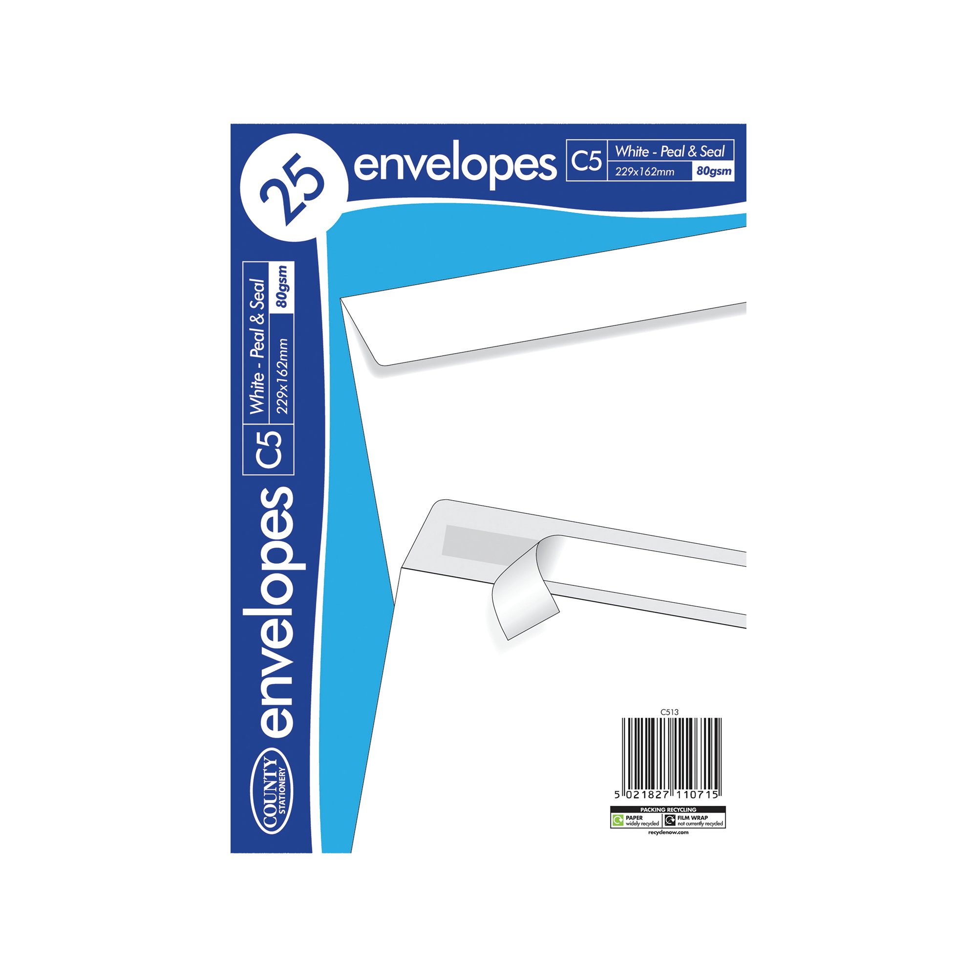 C5 PEEL/SEAL ENV X25 WHITE PK20