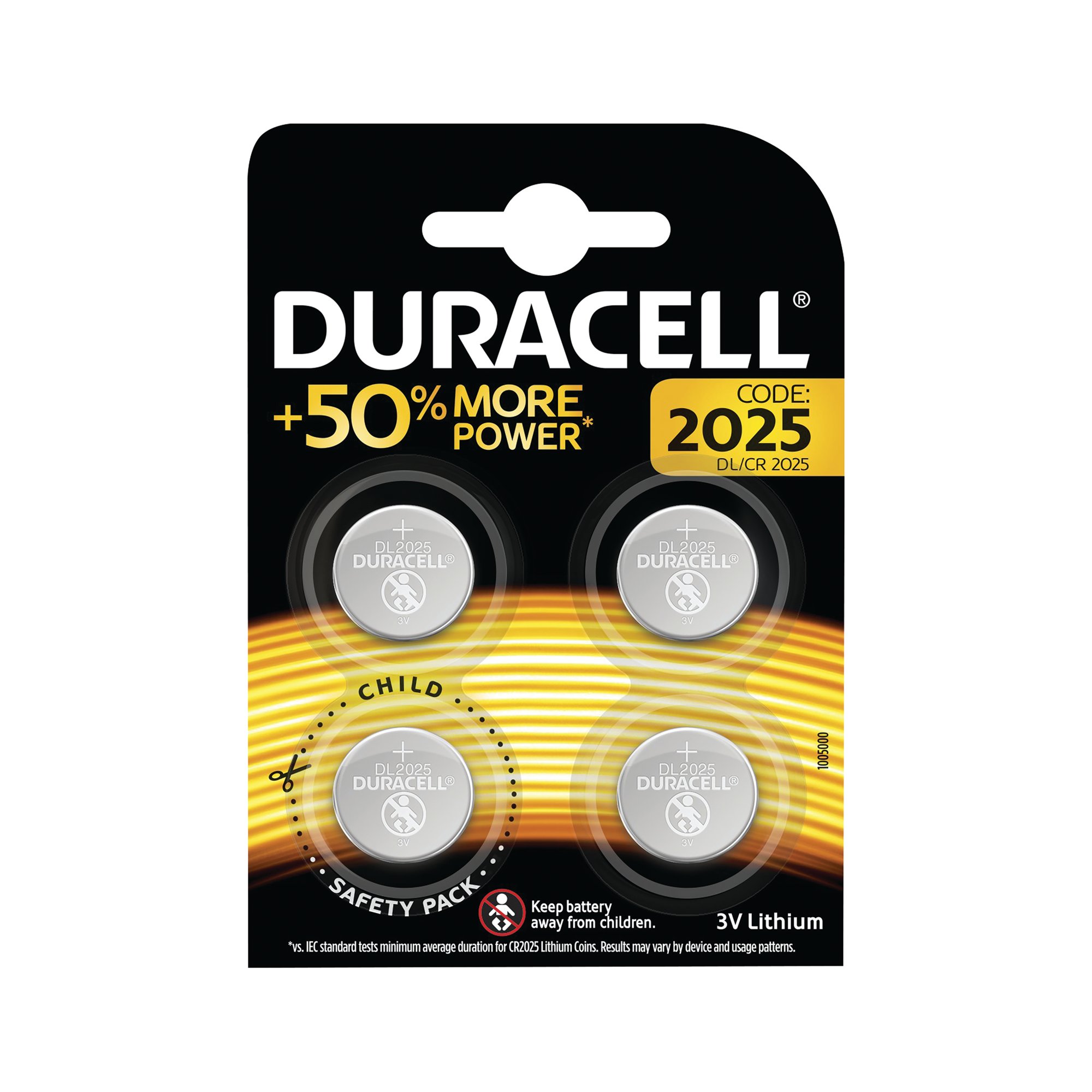 DURACELL 2025 LITH COIN BATTERY PK4
