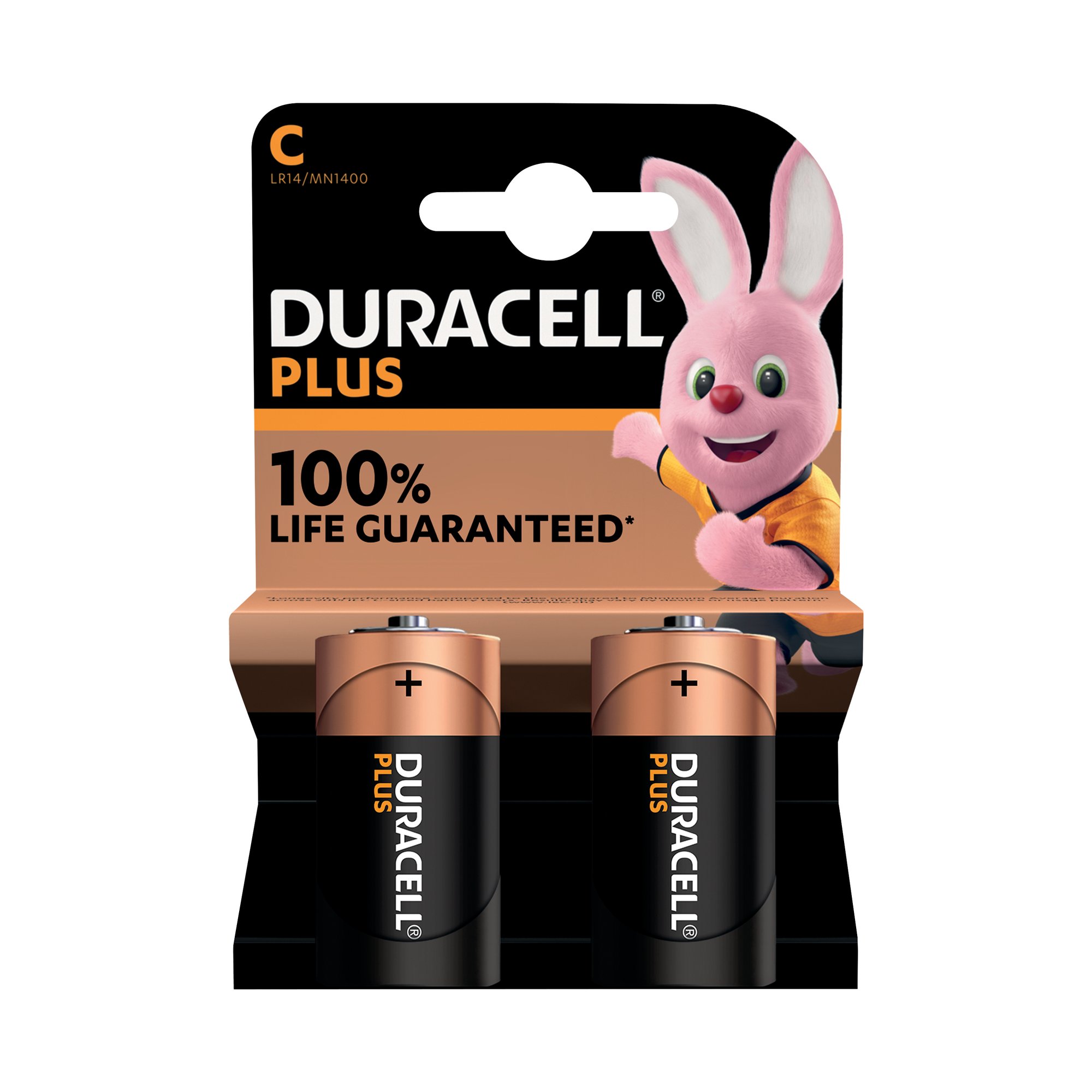 DURACELL PLUS C BATTERY PK2