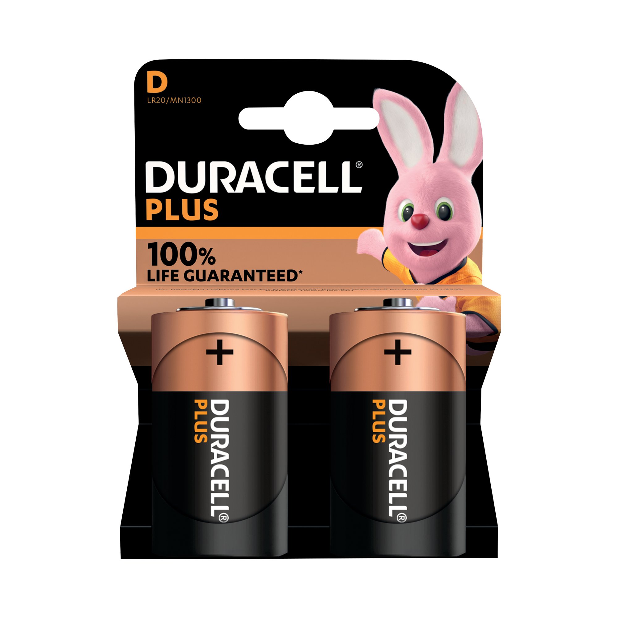 DURACELL PLUS D BATTERY PK2