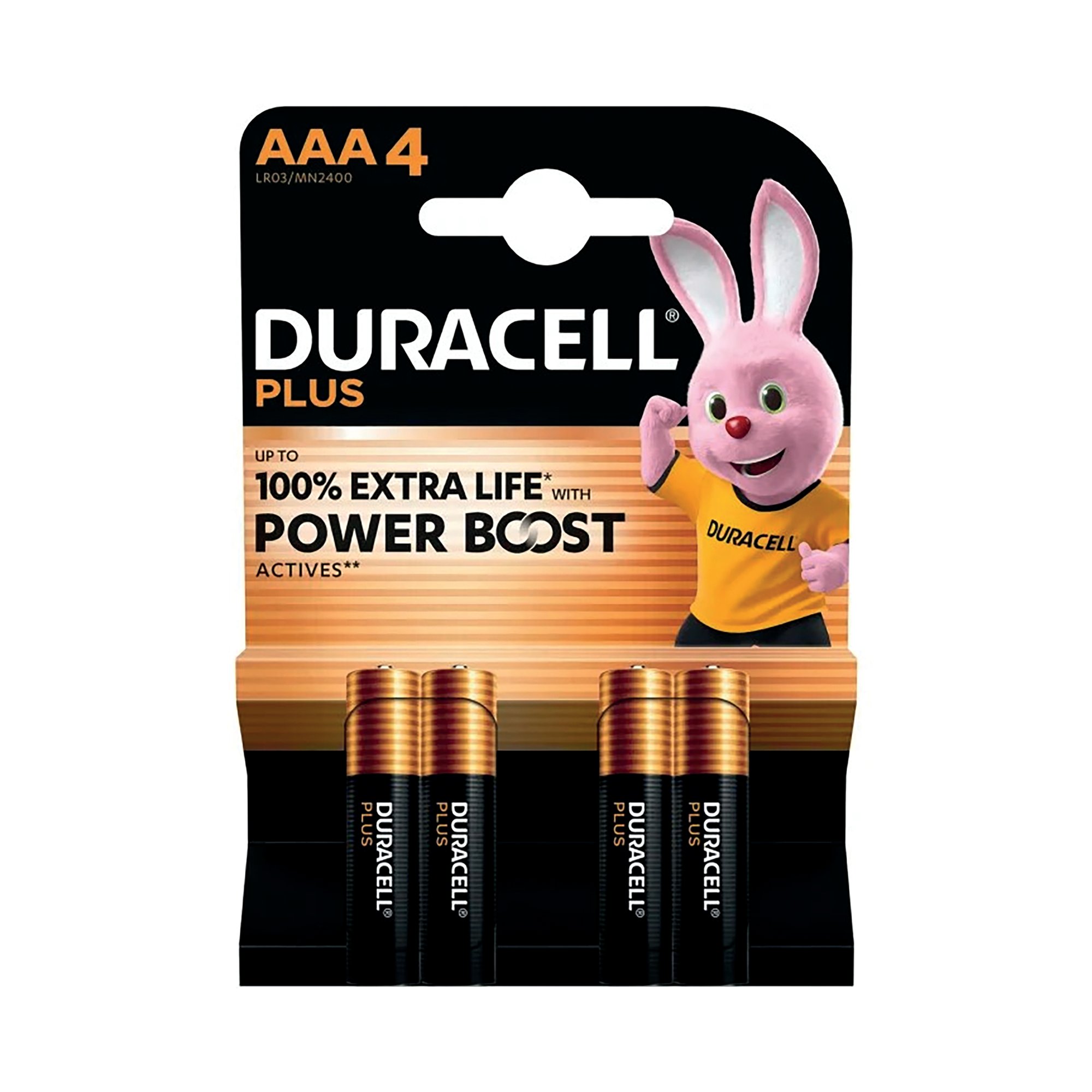 DURACELL PLUS AAA BATTERY ALK PK4