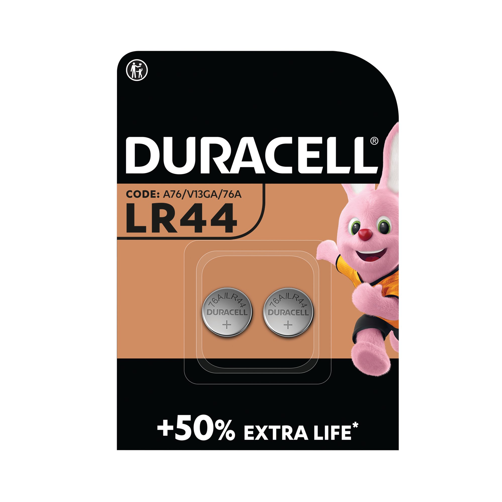 DURACELL LR44 BUTTON BATTERY PK2