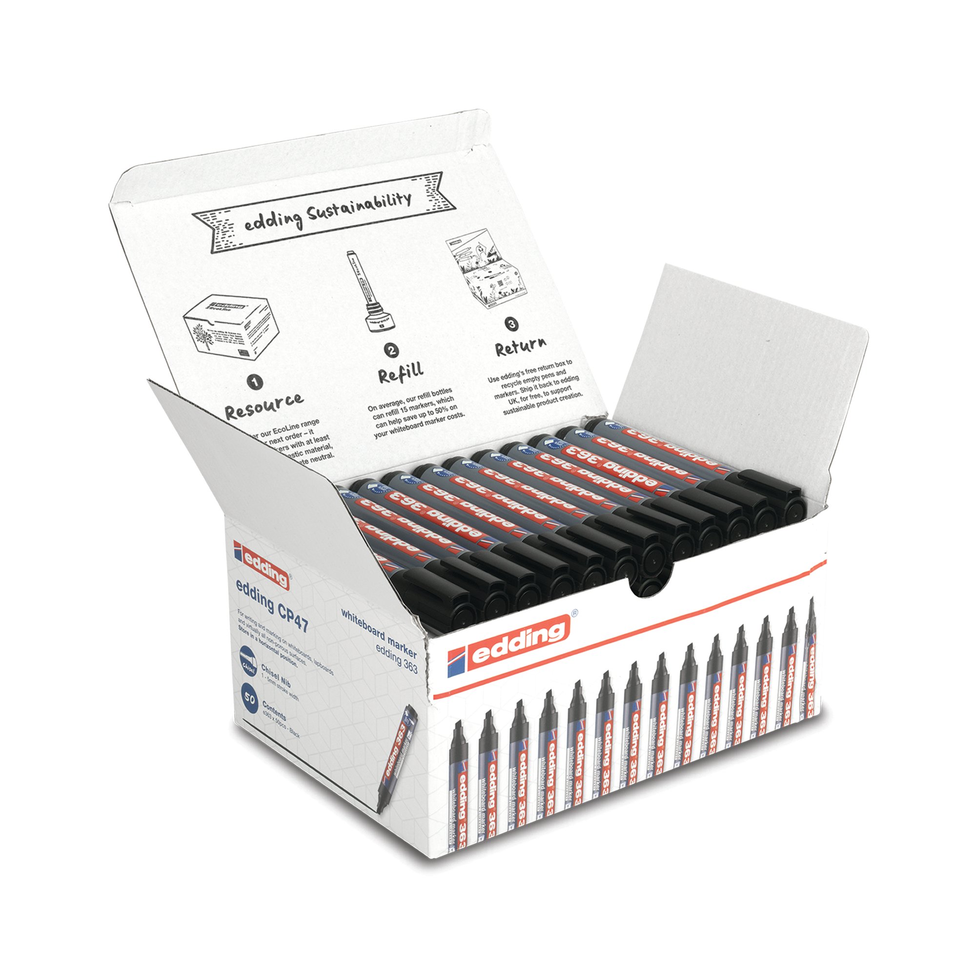 EDDING CLASSPK WBRD MARKERS BLK PK50