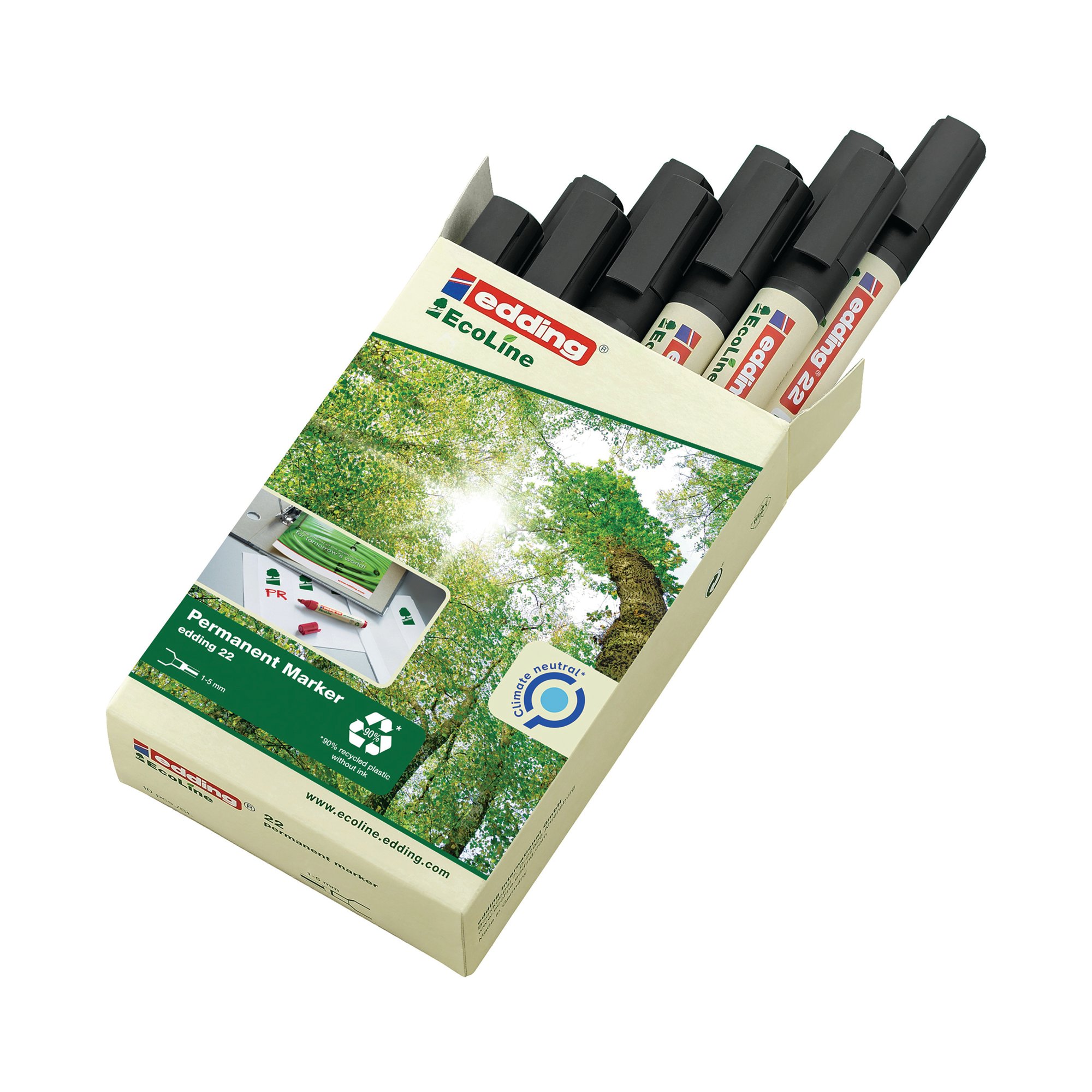 EDDING 22 ECOLINE PERM MRKR BLK PK10