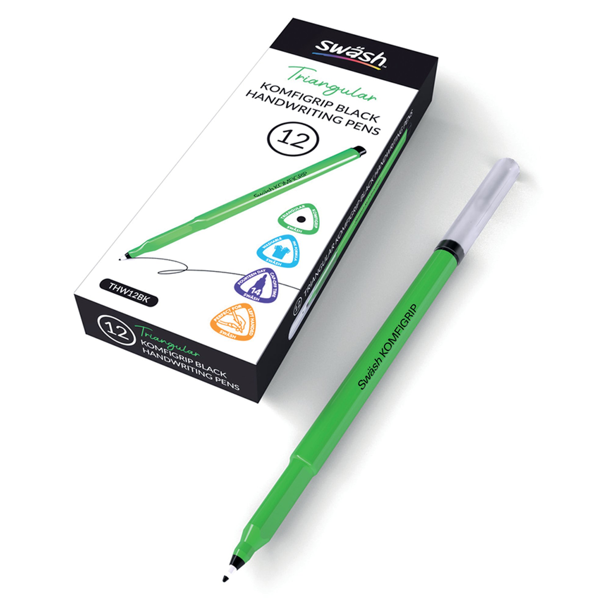 SWASH KOMFIGRIP H/WRITING PEN BK PK12