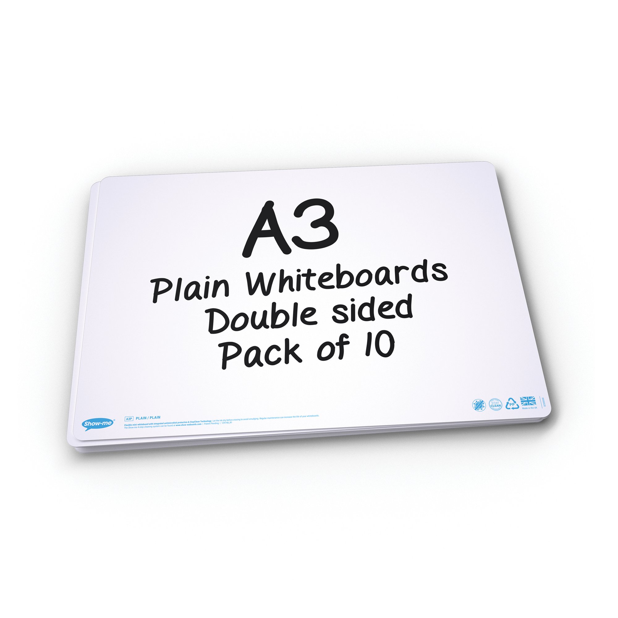 SHOW-ME PLAIN DRYWIPE BOARD A3 PK10
