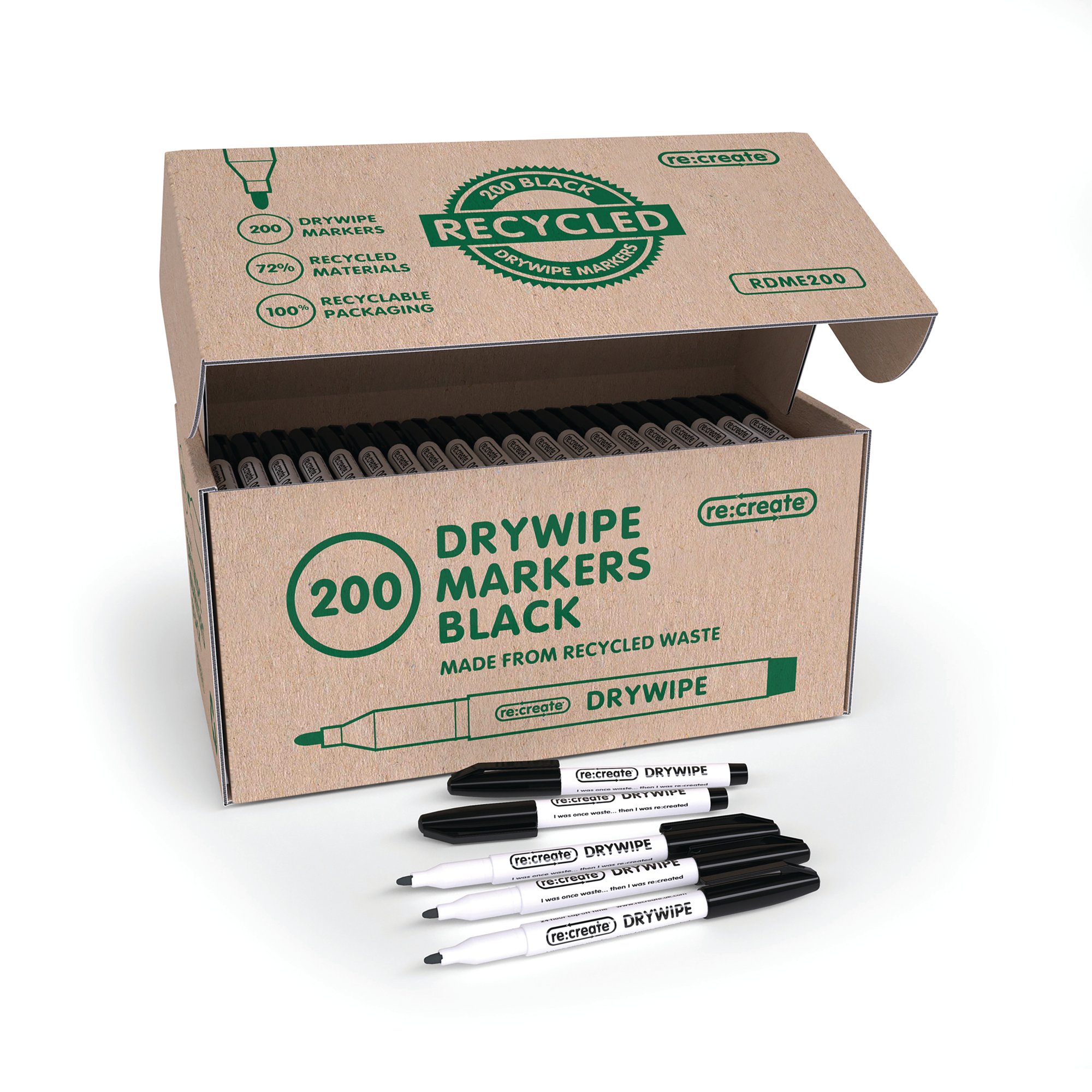 RECREATE RCYC WBRD MARKERS BLK PK200
