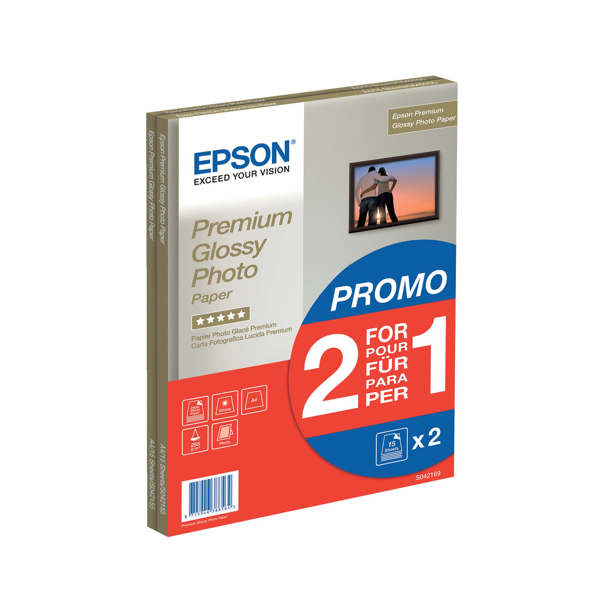 EPSON PREM GLSY PH PPR 2FOR1 A4 PK15