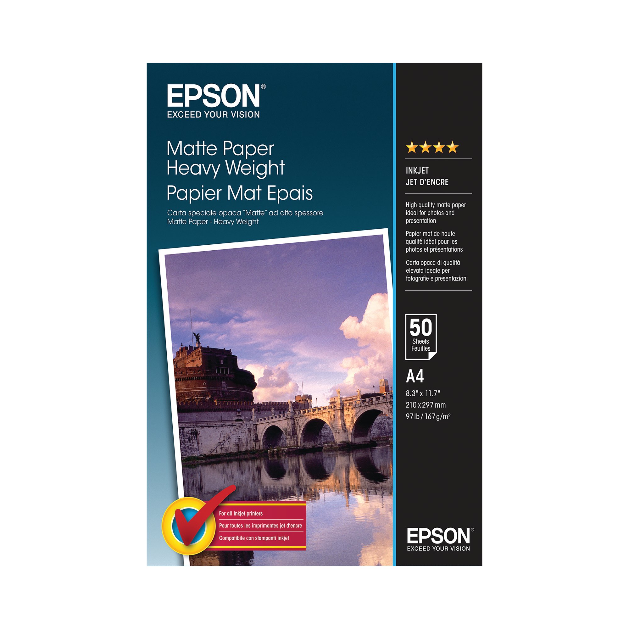 EPSON PPR A4 167GSM HVY WGHT PK50