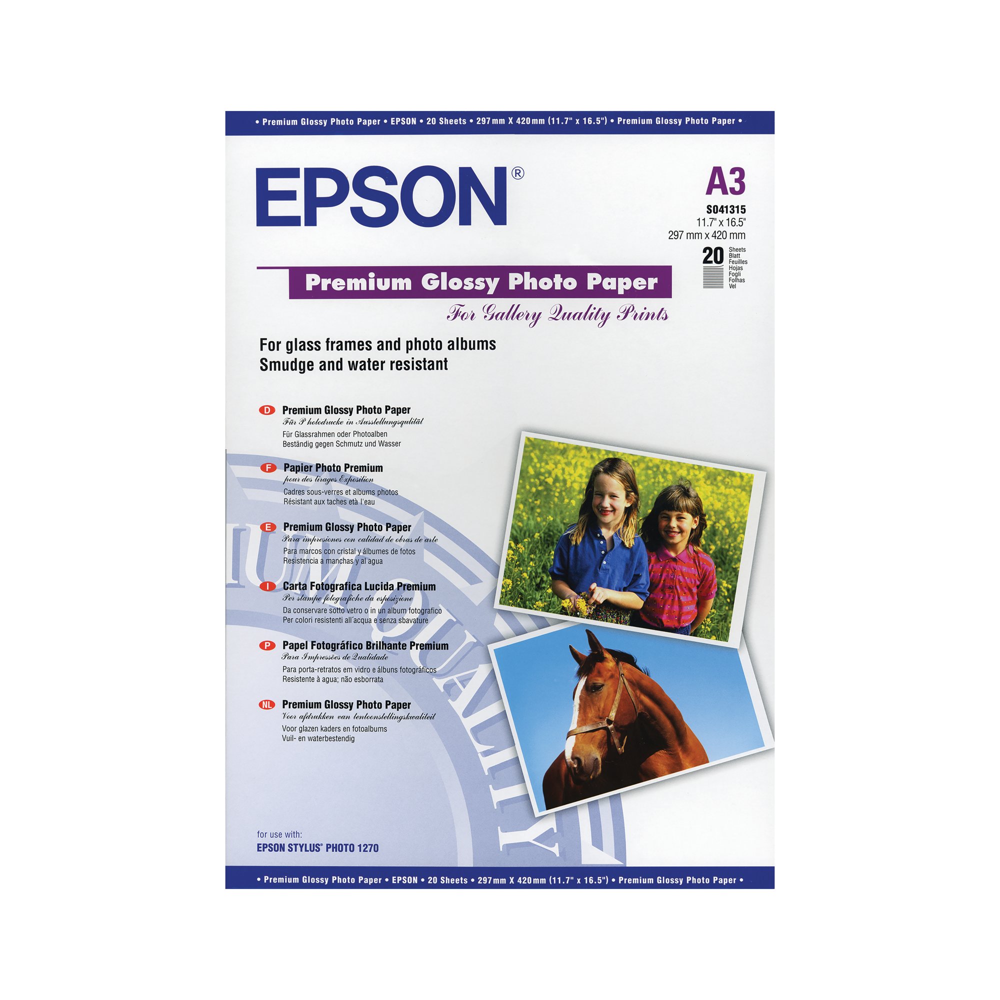EPSON A3 PHOT PPR GLSSY 225GSM PK20