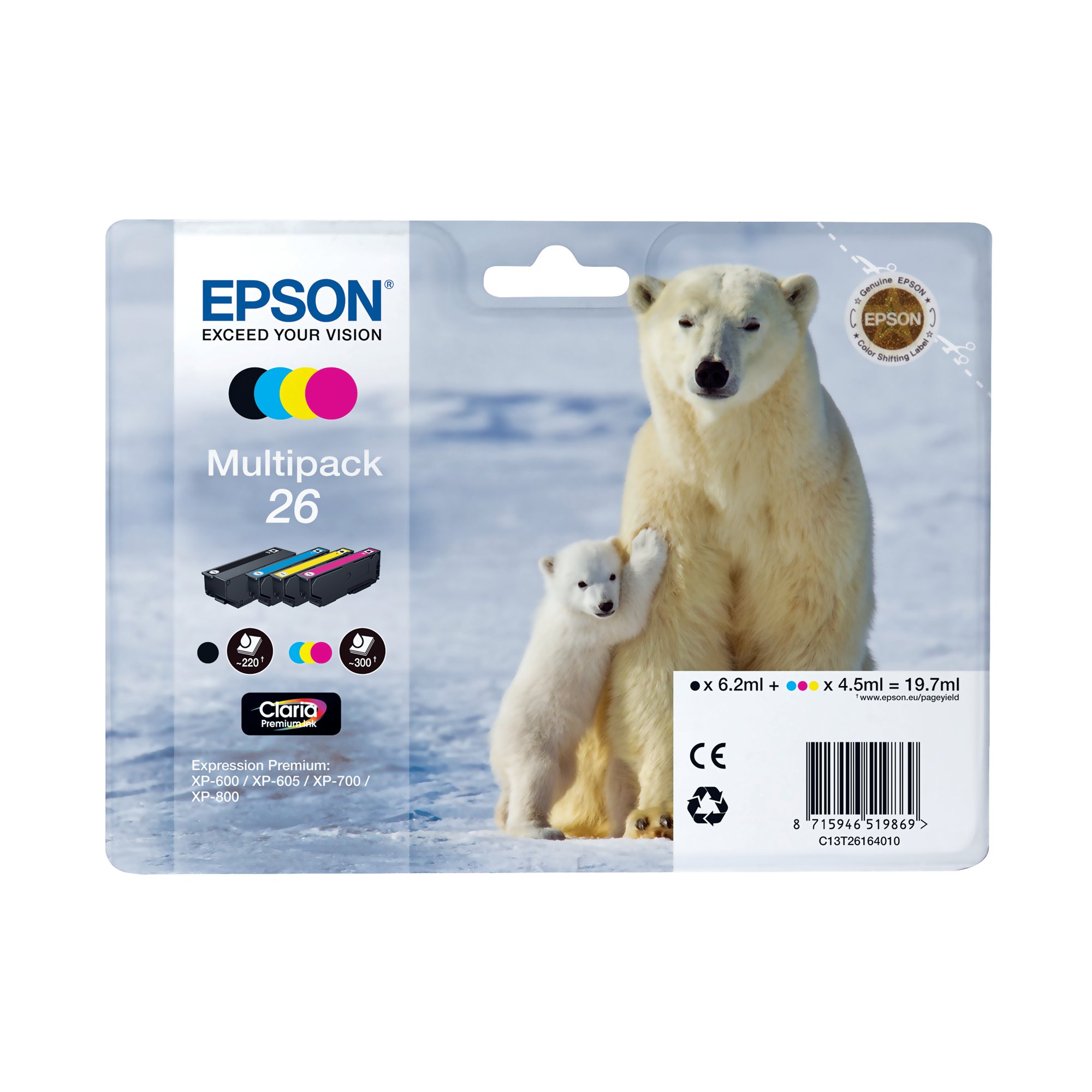 EPSON 26 INK CART CLARIA MLTIPK CMYK