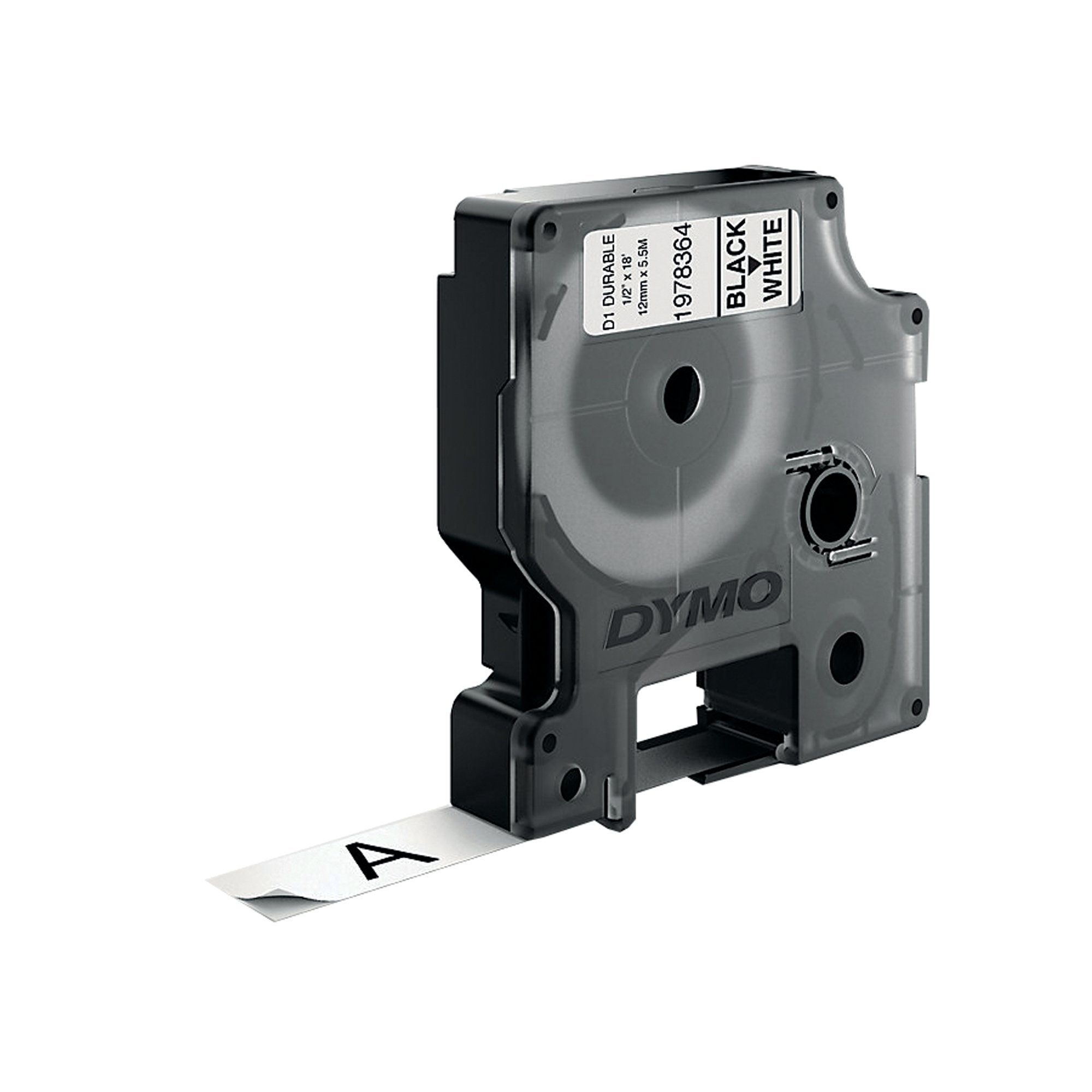 DYMO D1 LABEL TAPE 12MMX5.5M BLK/WHT