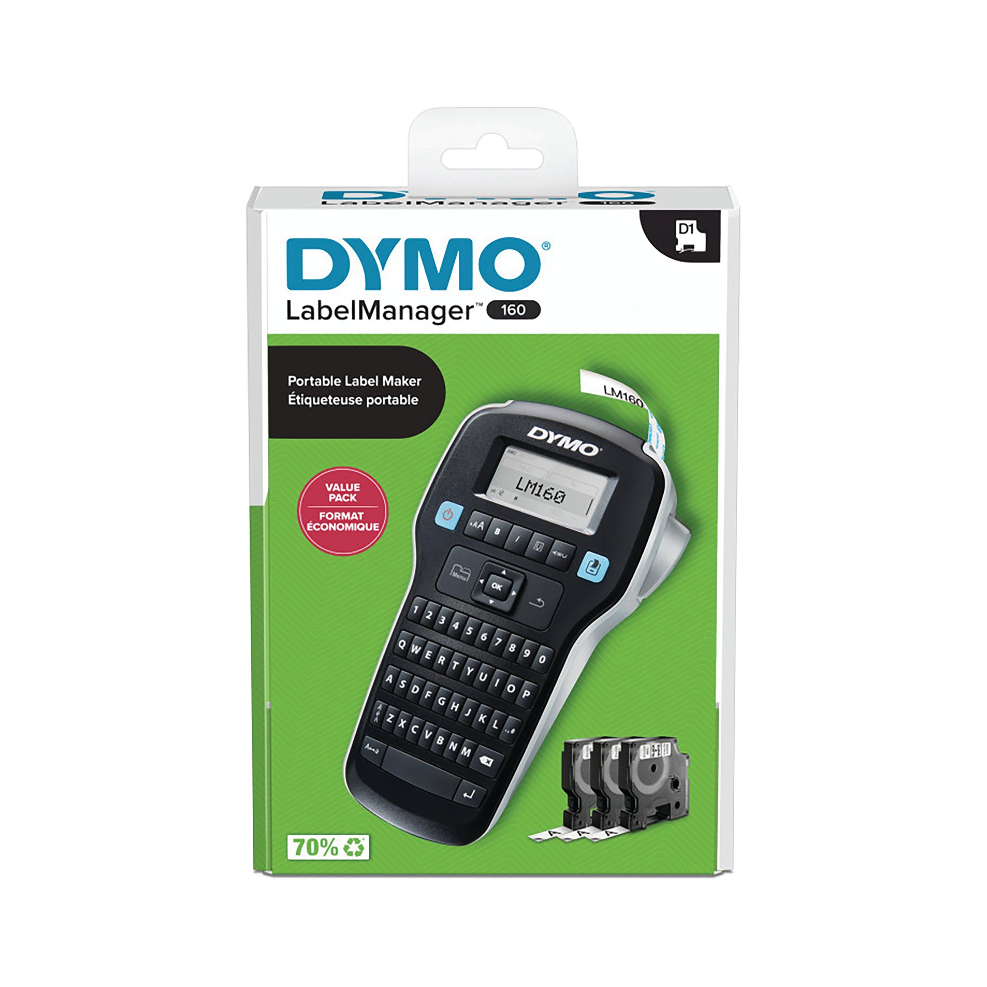 DYMO LABELMANAGER 160 KIT/3X D1 TAPE