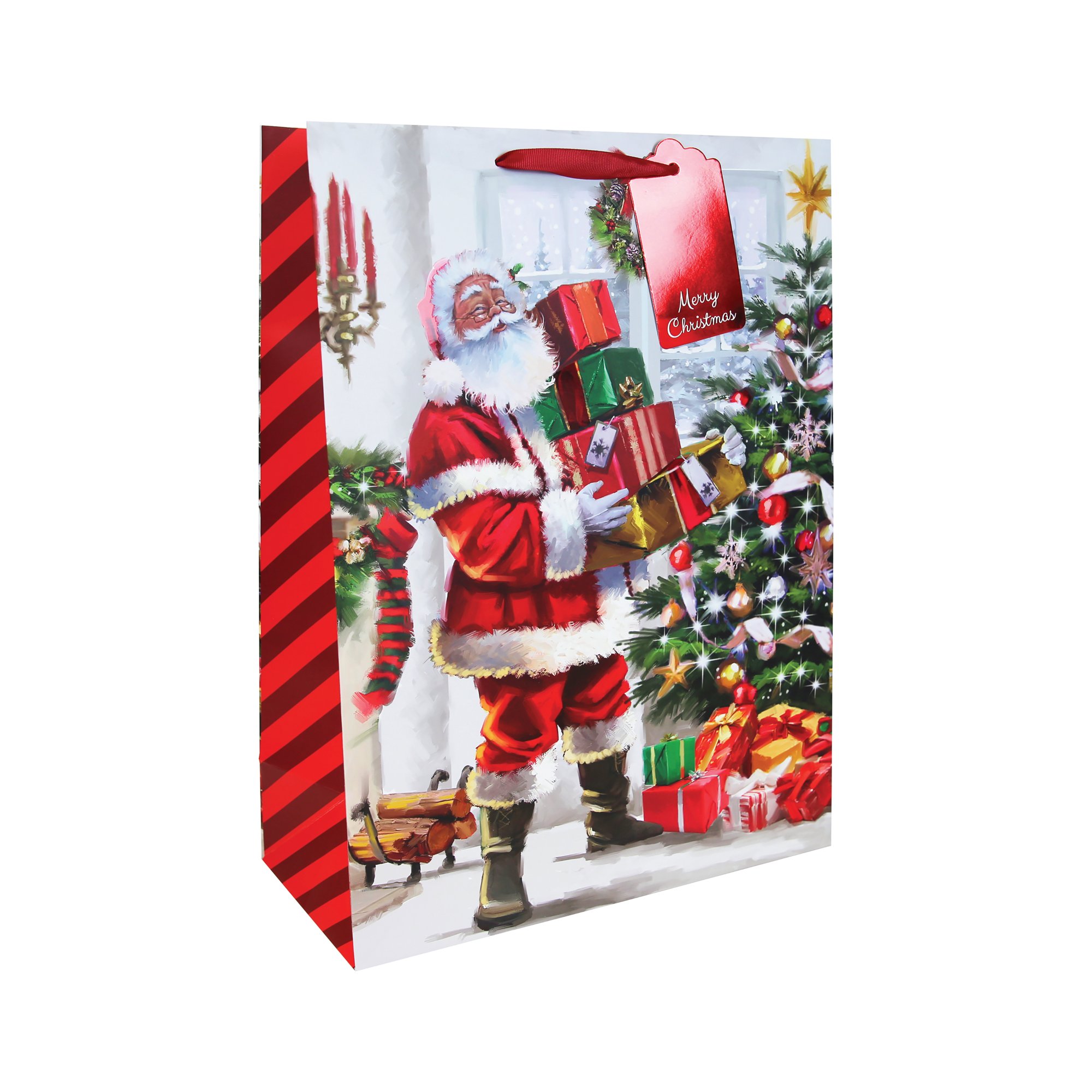 JOYFUL SANTA GIFT BAGS XL AST PK12