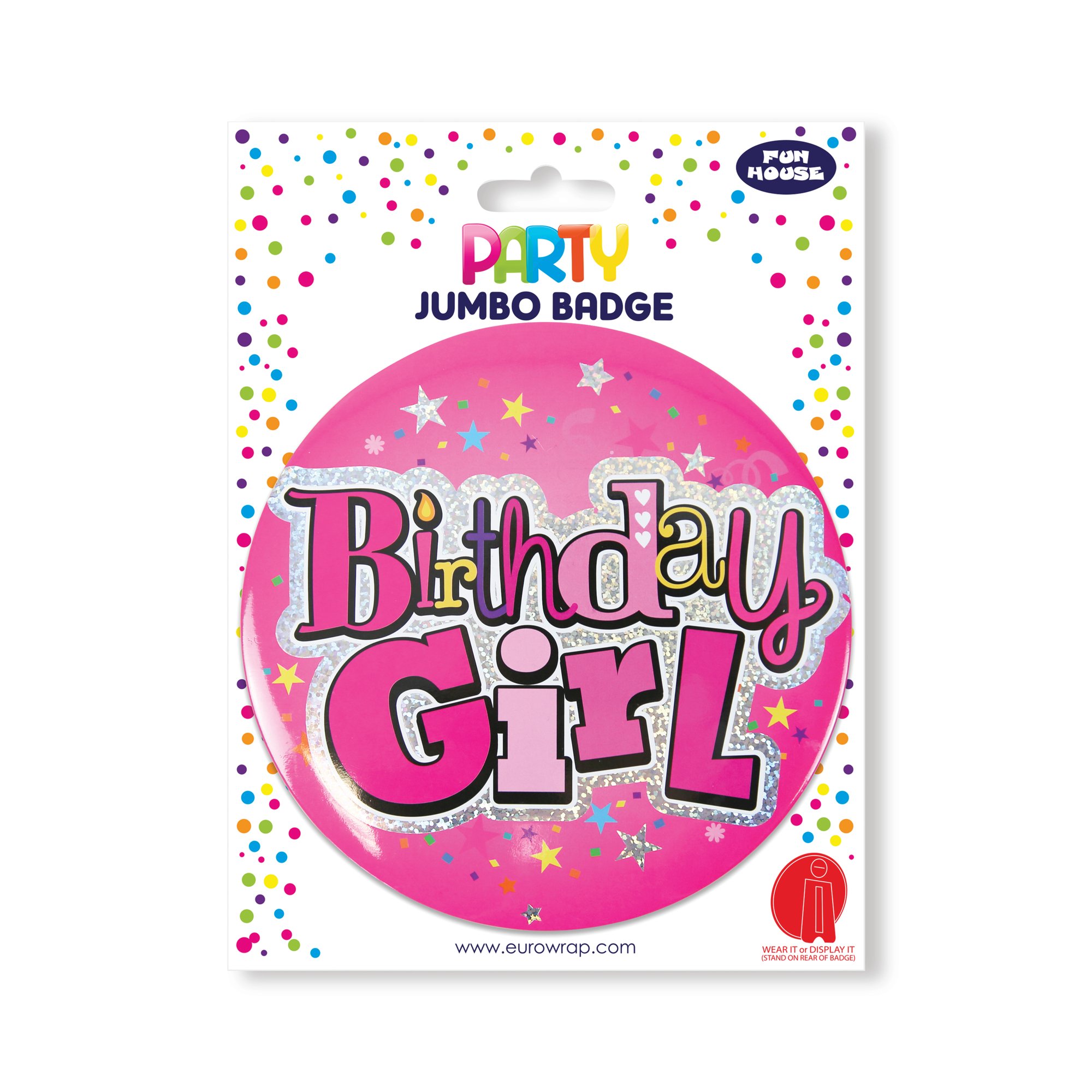 BIRTHDAY GIRL JUMBO BADGE TIP-ON PK6