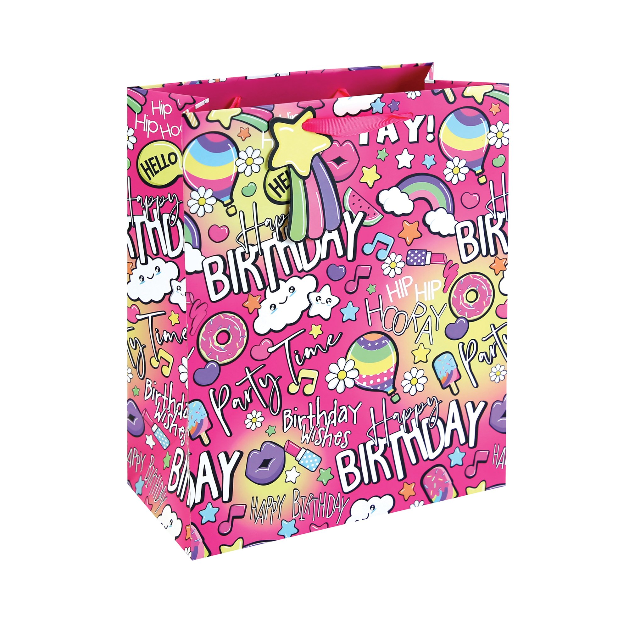 GIRLY TEXT GIFT BAG LARGE PINK PK12