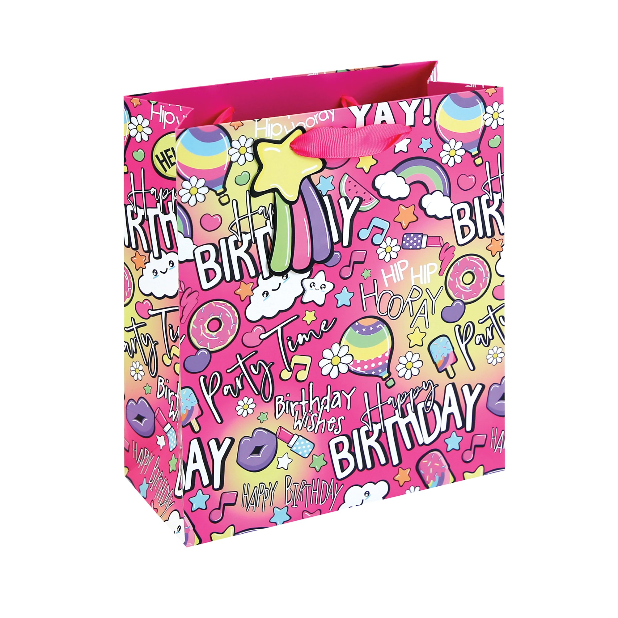 GIRLY TEXT GIFT BAG MEDIUM PINK PK12