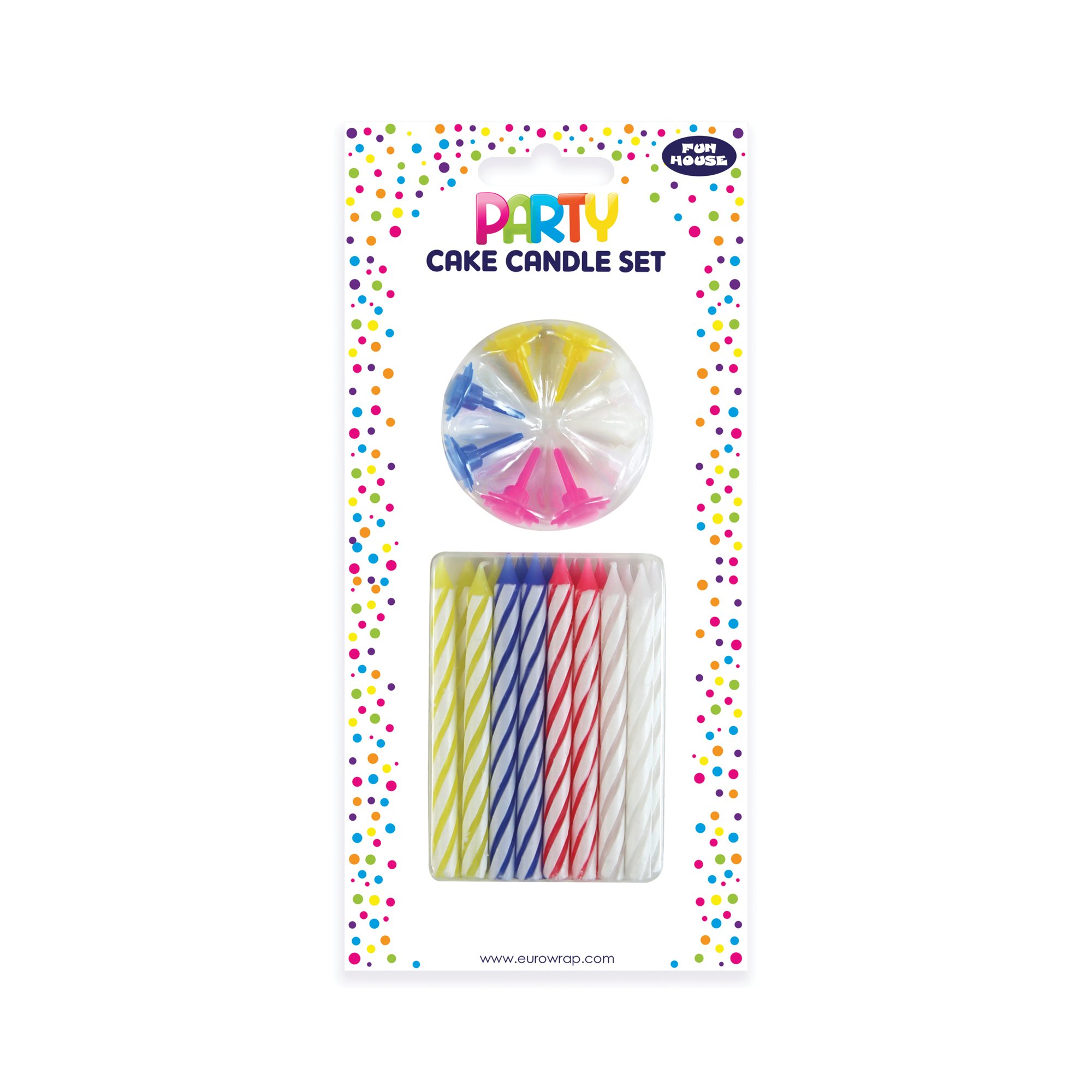 EUROWRAP CAKE CANDLE SET AST PK6