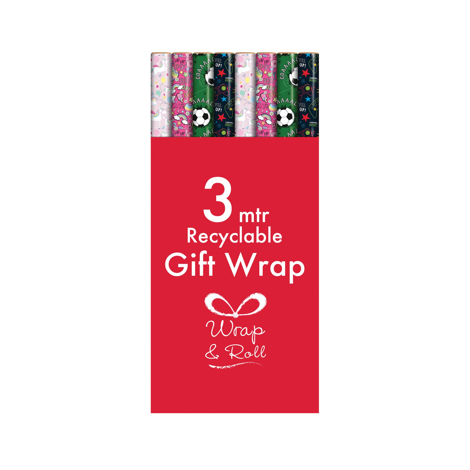 KIDS GIFTWRAP PAPER 3M AST PK49