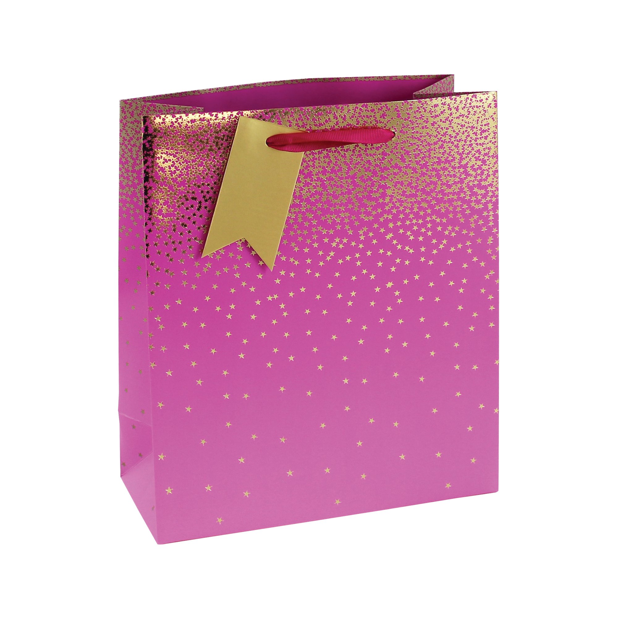 EUROWRAP OMBRE GIFT BAG MED PINK PK6
