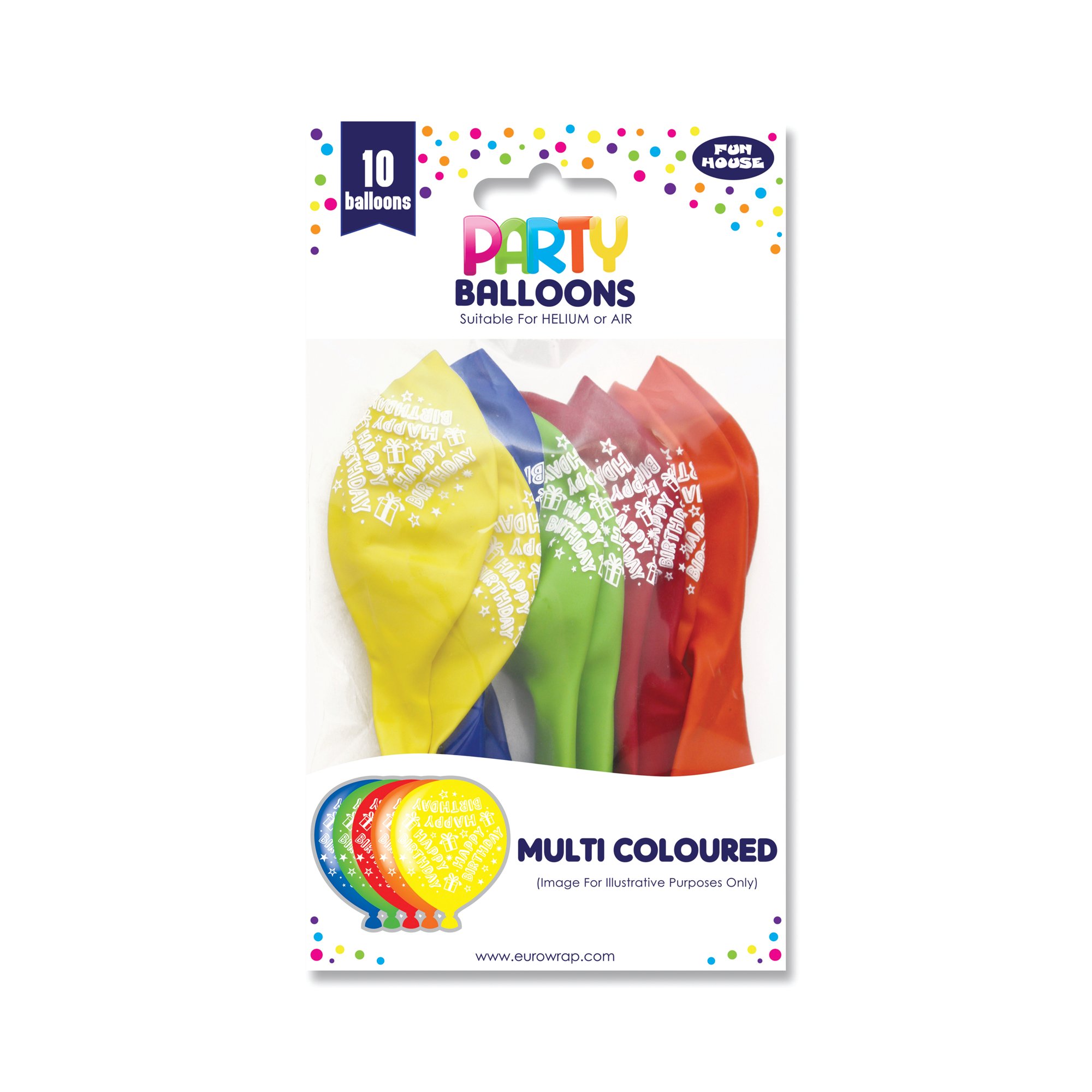 EUROWRAP 10 PARTY BALLOONS AST PK6