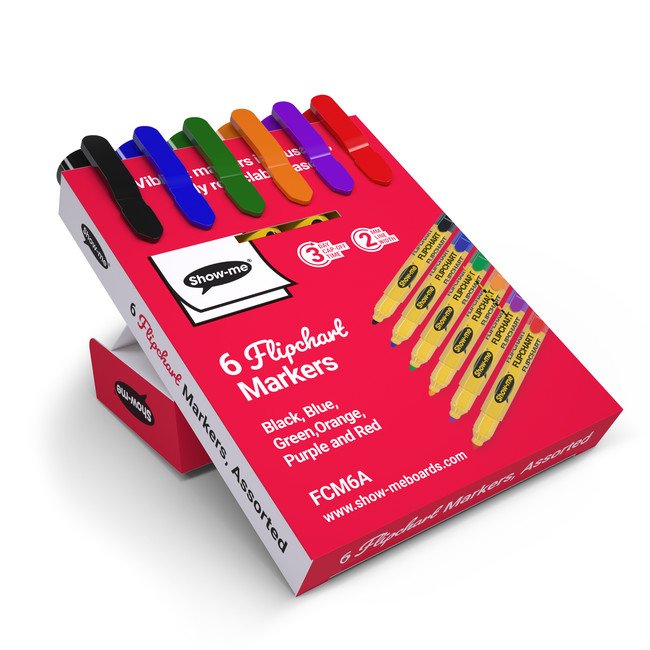 SHOW-ME FLIPCHART MARKERS AST PK6